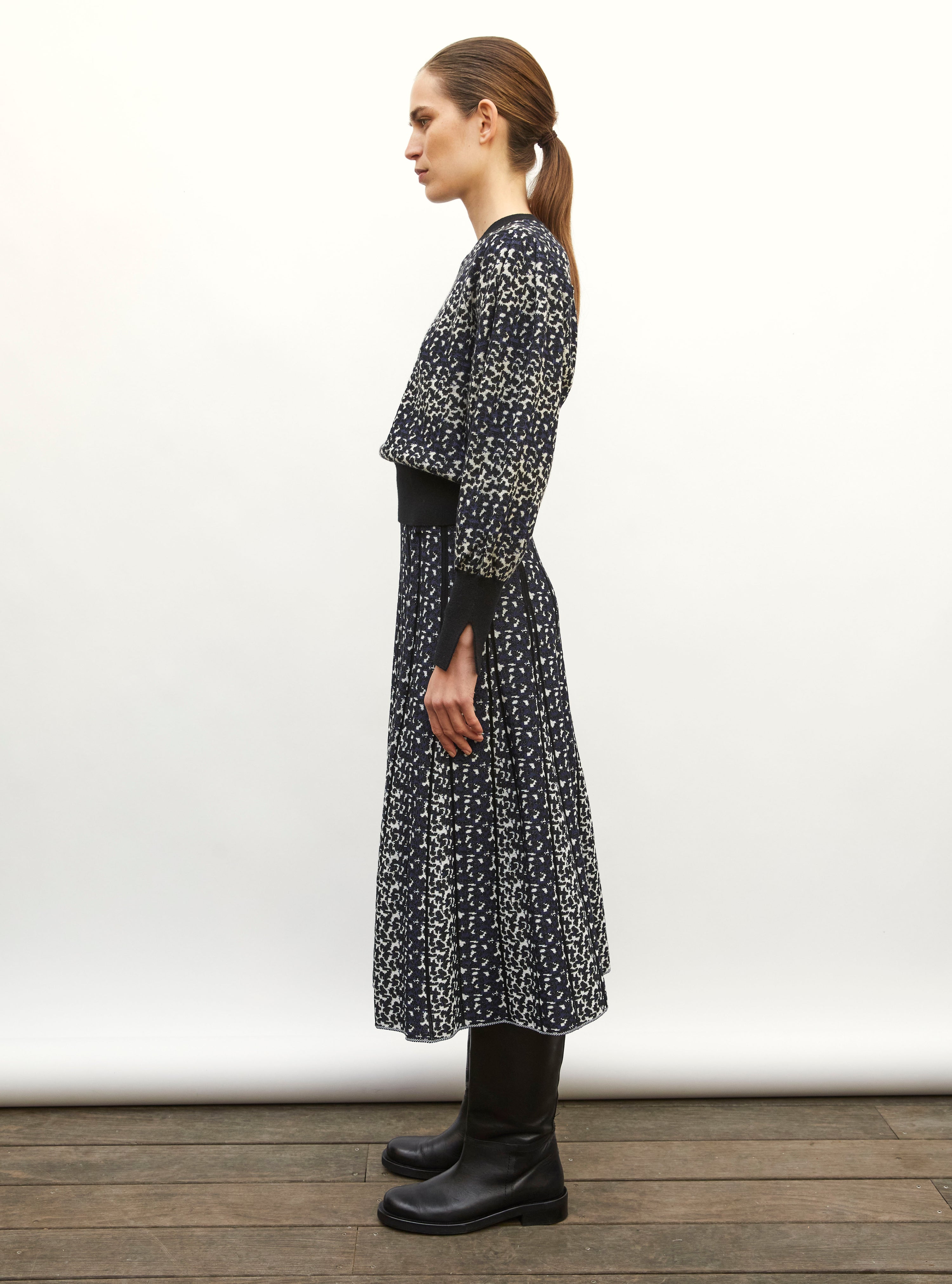 Top fin jacquard léopard indigo-multi - Top de luxe