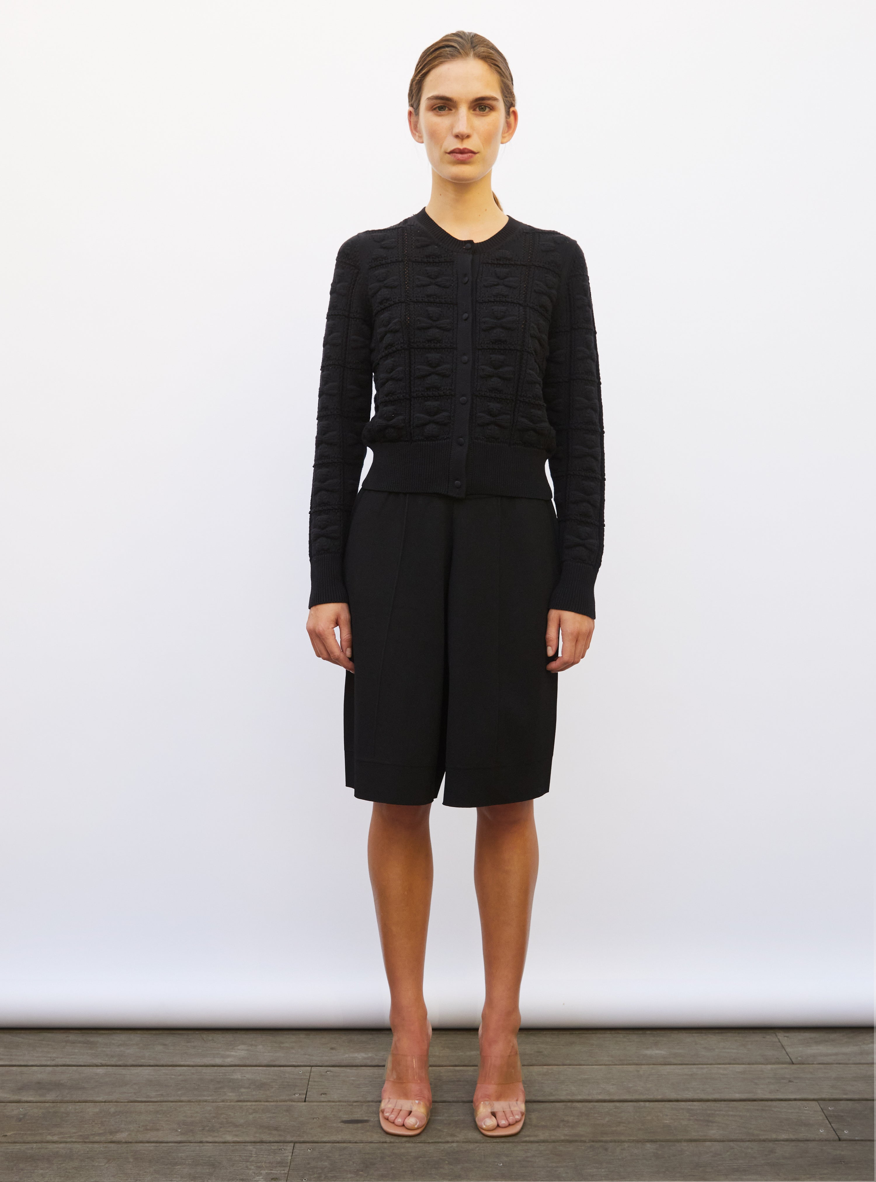 Bermuda maille couture molli noir profond - Vêtement en maille de luxe Molli