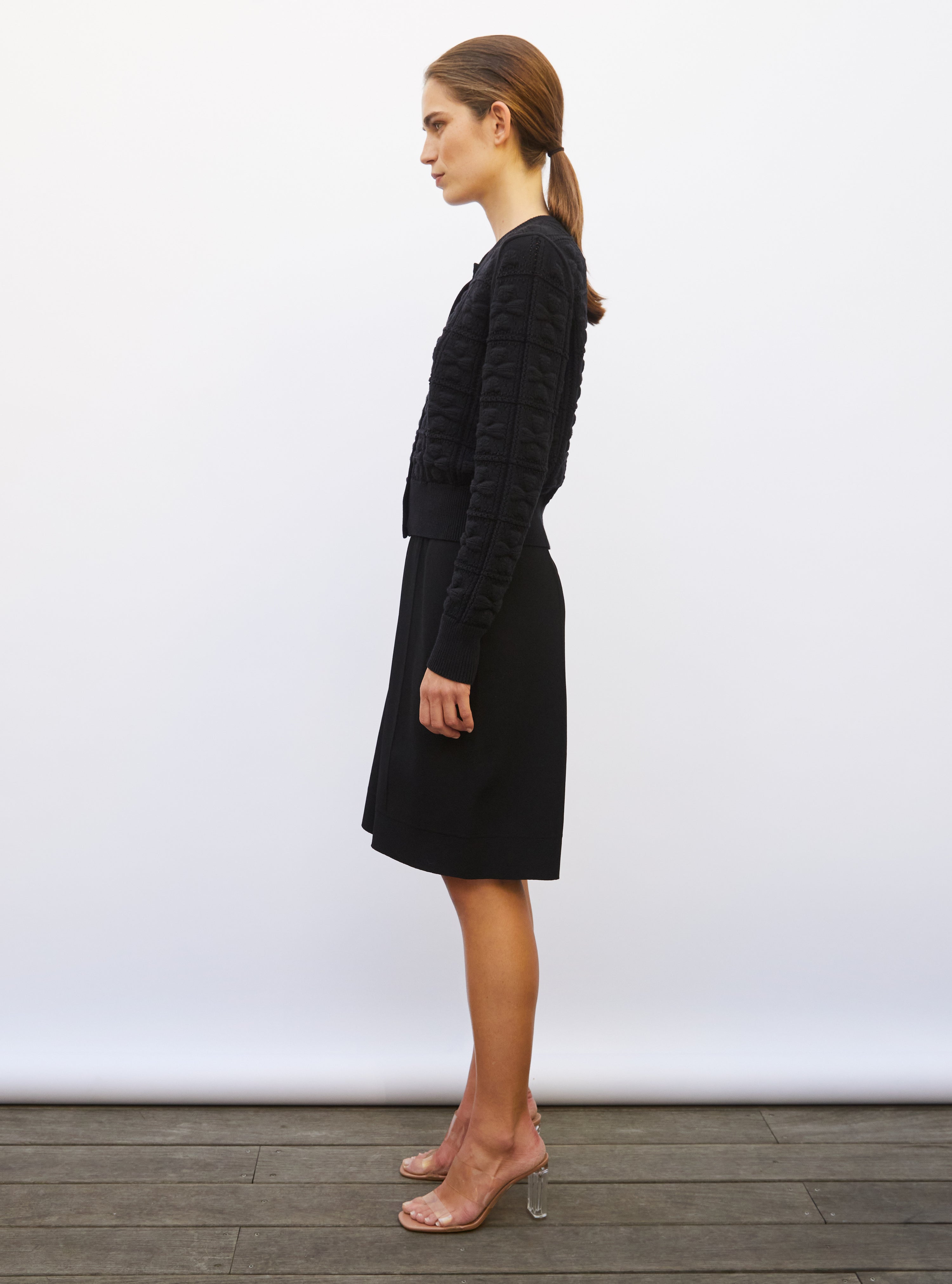 Bermuda de luxe femme - Bermuda maille couture molli noir profond