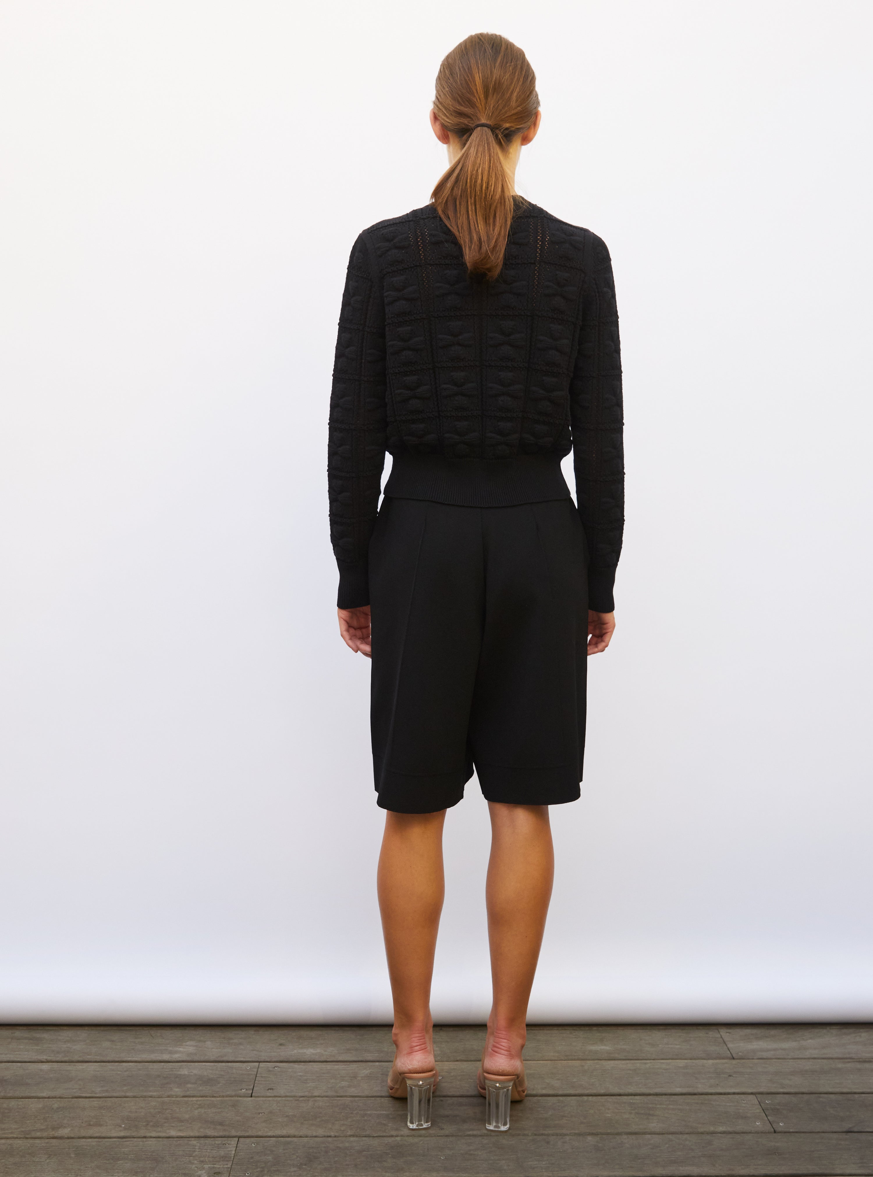 Bermuda maille couture molli noir profond - Bermuda de luxe