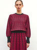 Top fin jacquard léopard rouge lady - Vêtement de luxe femme