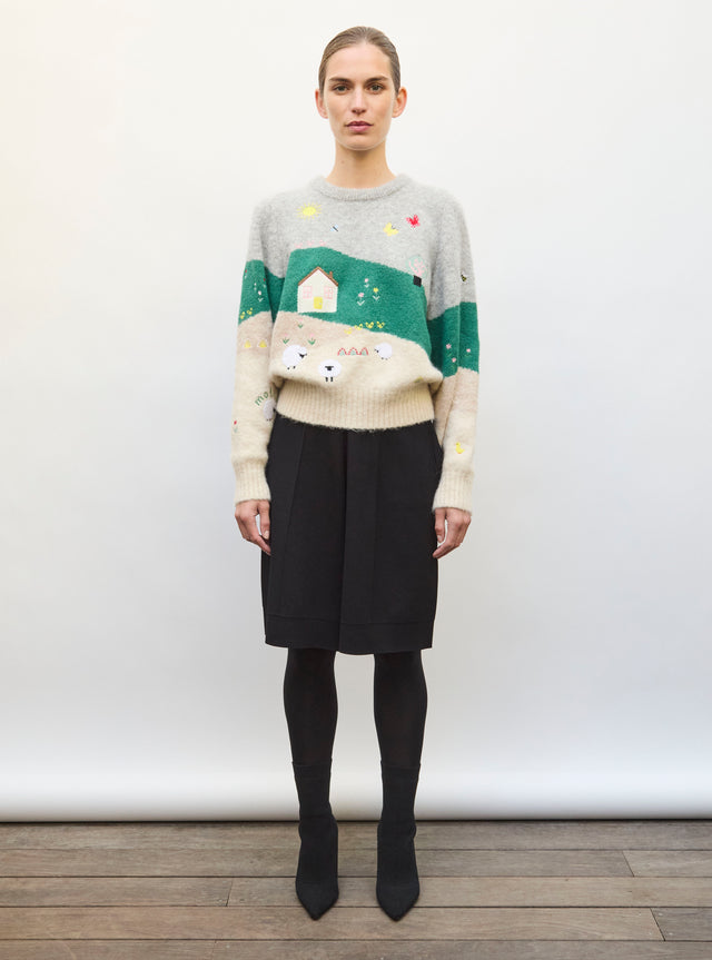 Comfy sweater embroidered landscape - Image principale