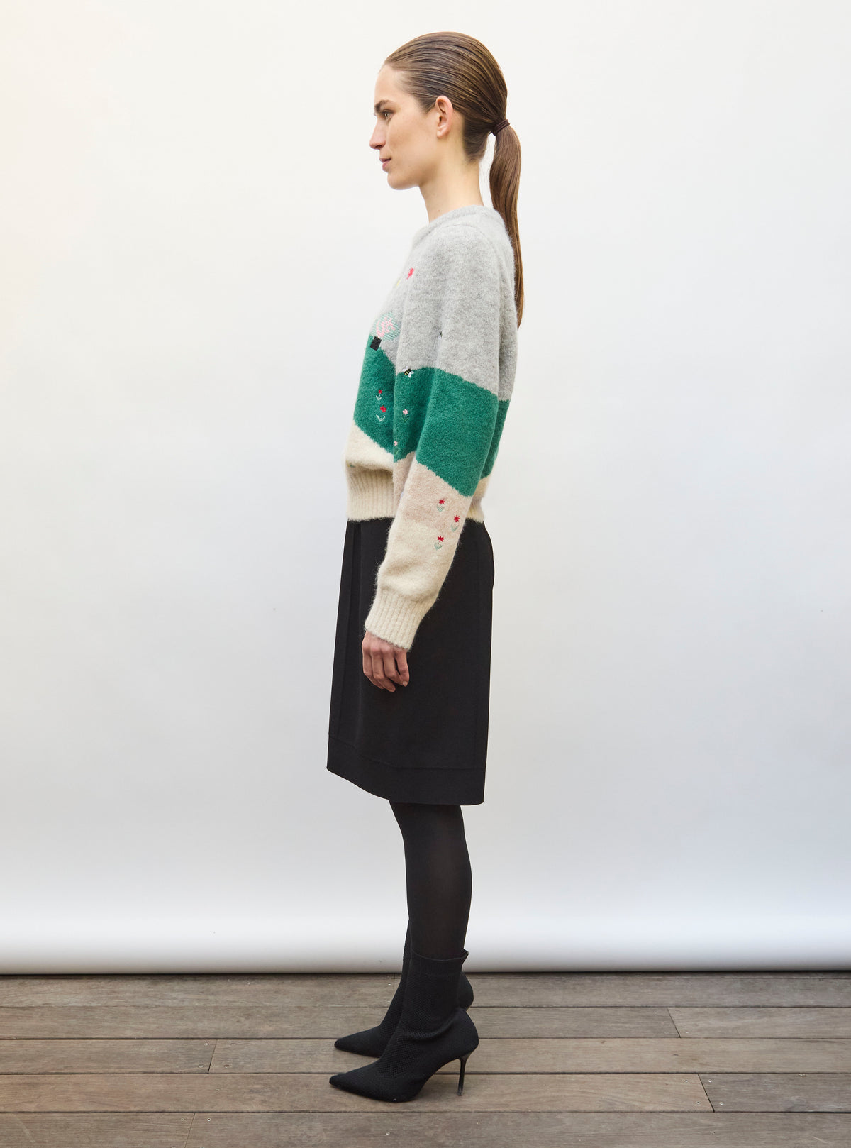 Pull moelleux paysage brodé multi - Pull de luxe