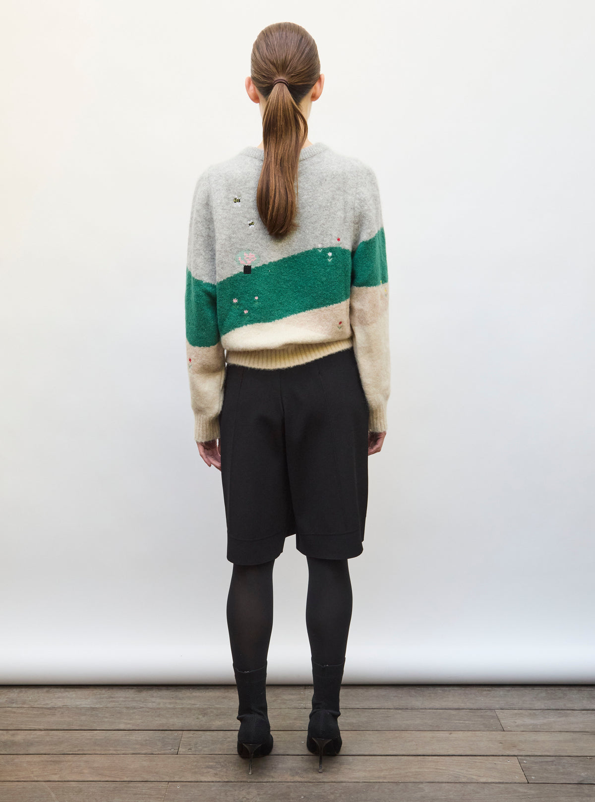 Pull de luxe femme - Pull moelleux paysage brodé multi