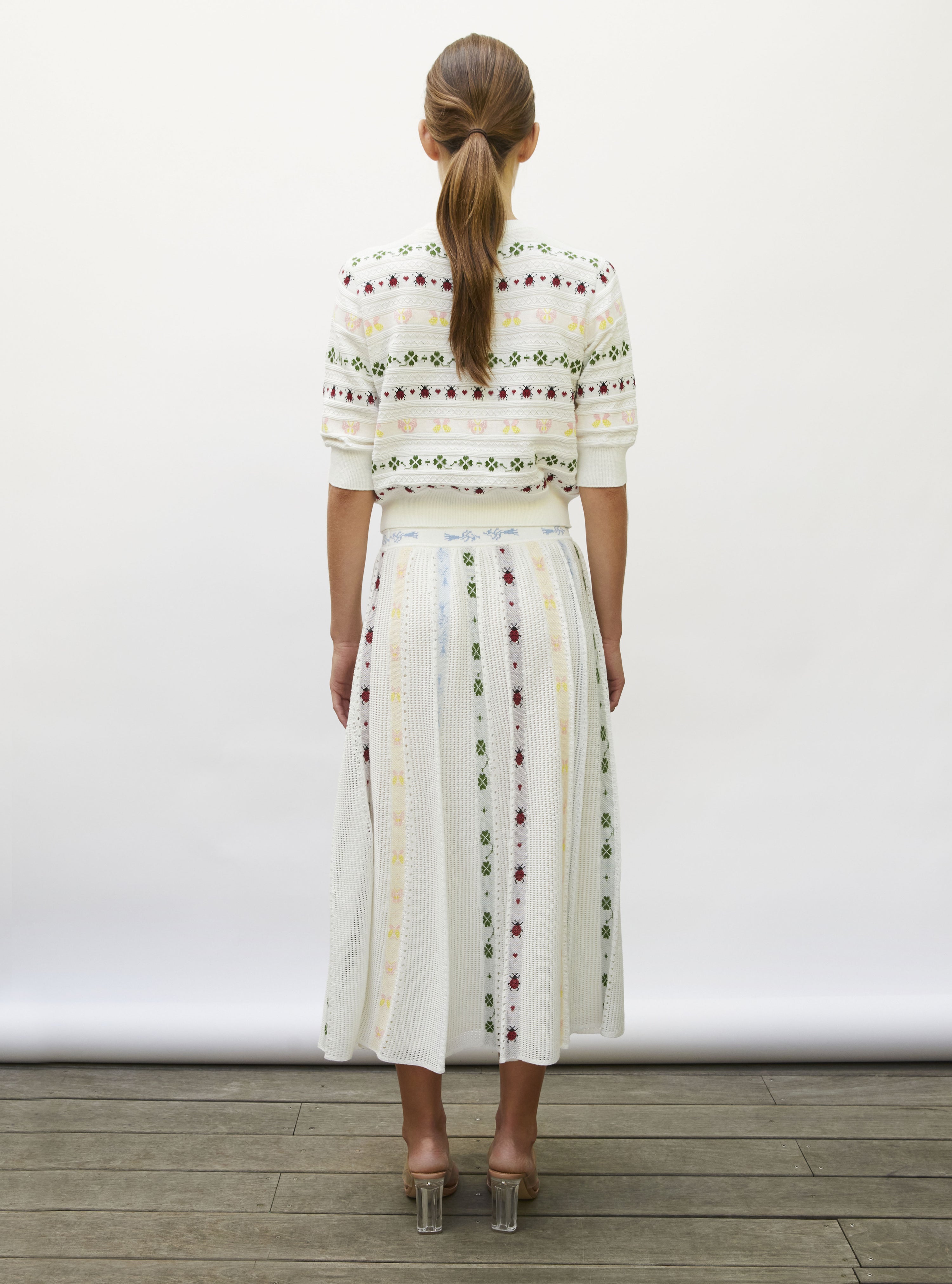Jupe longue maille grigri milk-multi - Jupe de luxe