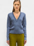 Pulls de luxe femme - Pull droit à encolure v Acier