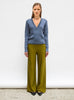 Pantalon taille haute maille jersey Olive - Pantalon de luxe 