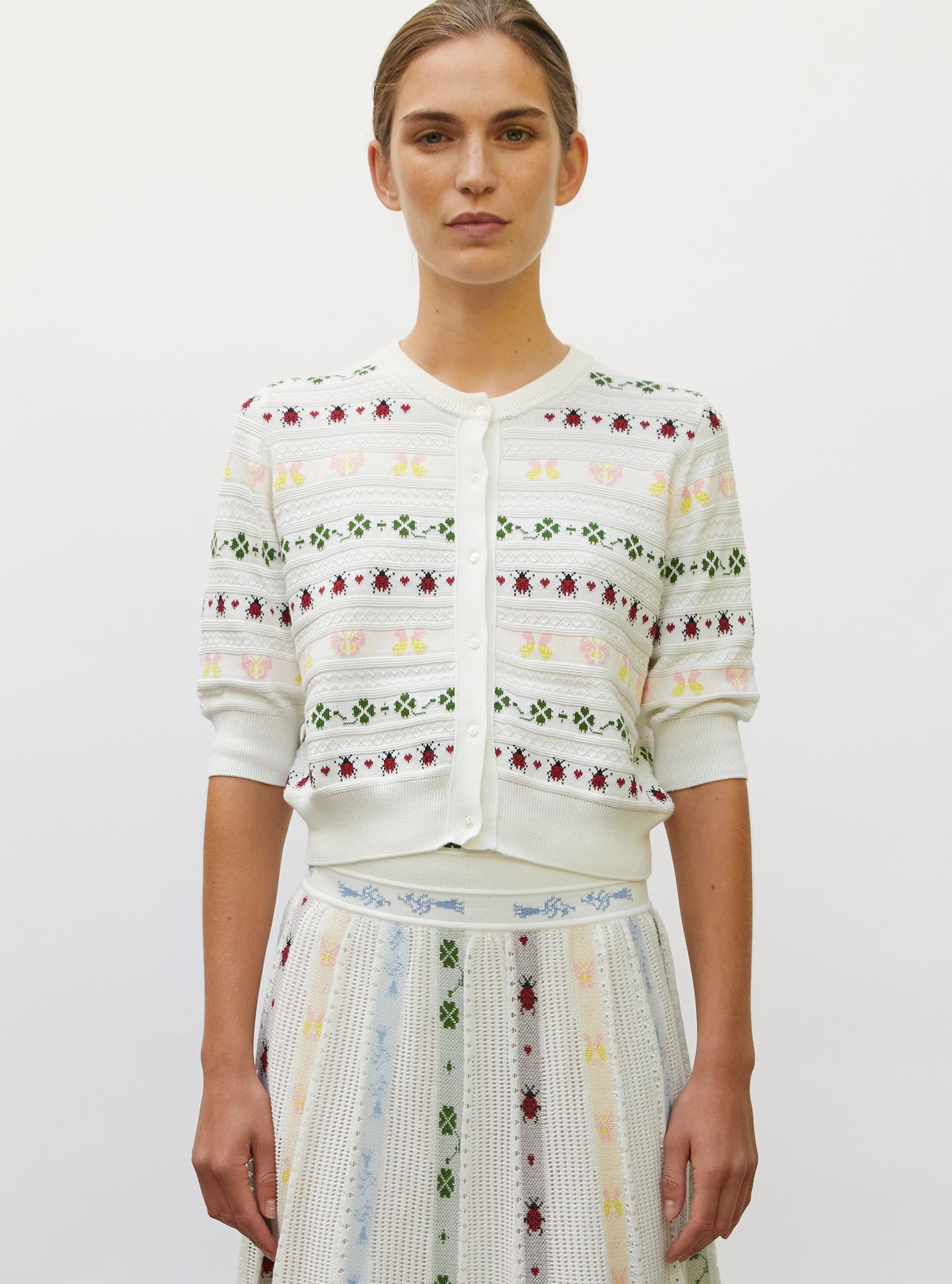 Cardigan maille grigri milk-multi - Vêtement en maille de luxe Molli