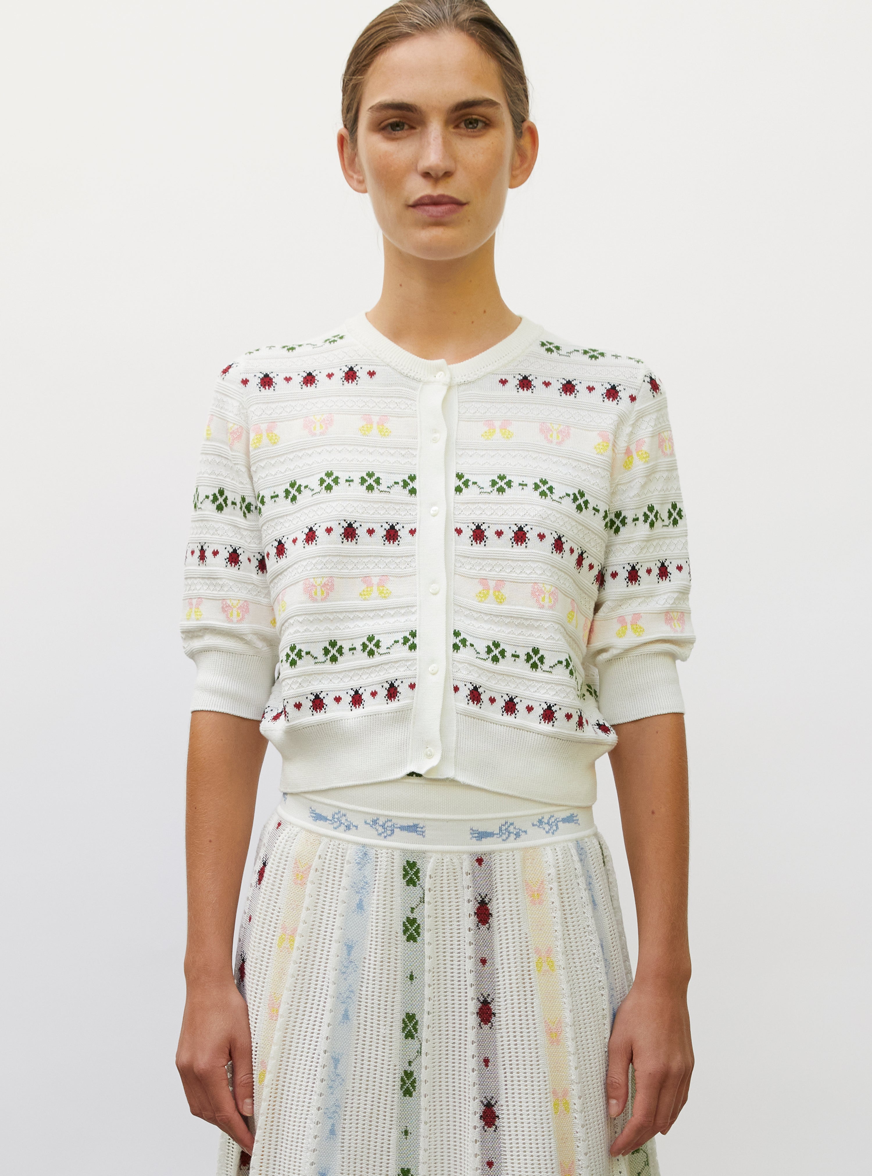 Cardigan maille grigri milk-multi - Vêtement en maille de luxe Molli