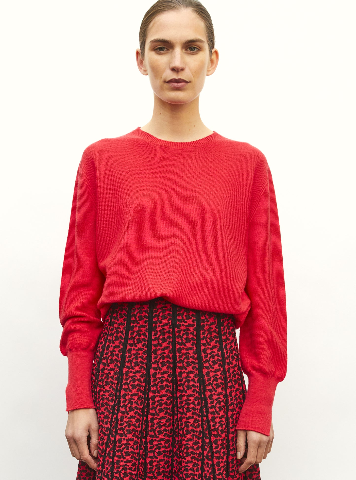Pull fin col rond rouge lady - Vêtement de luxe femme