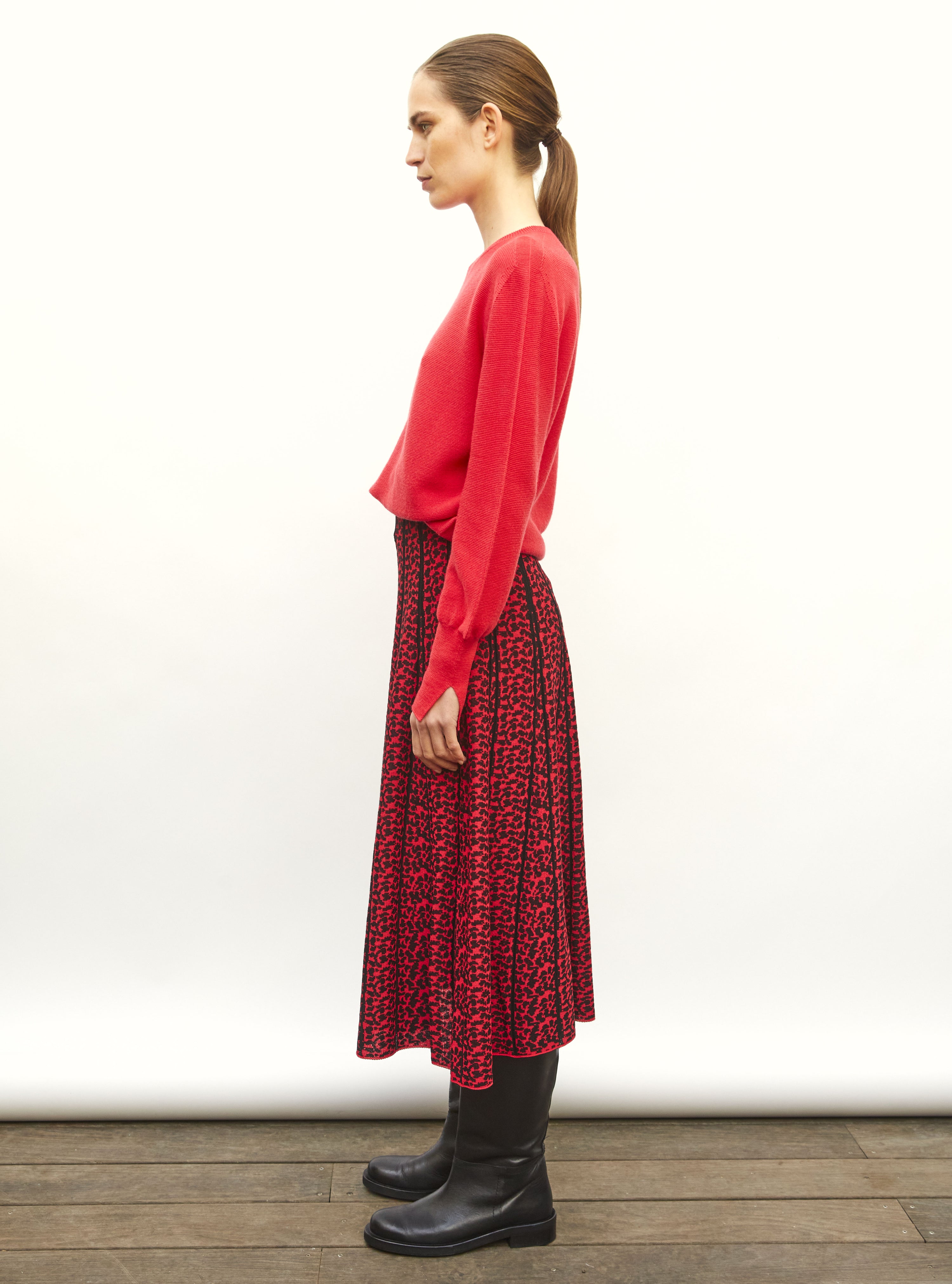 Pull fin col rond rouge lady - Pull de luxe