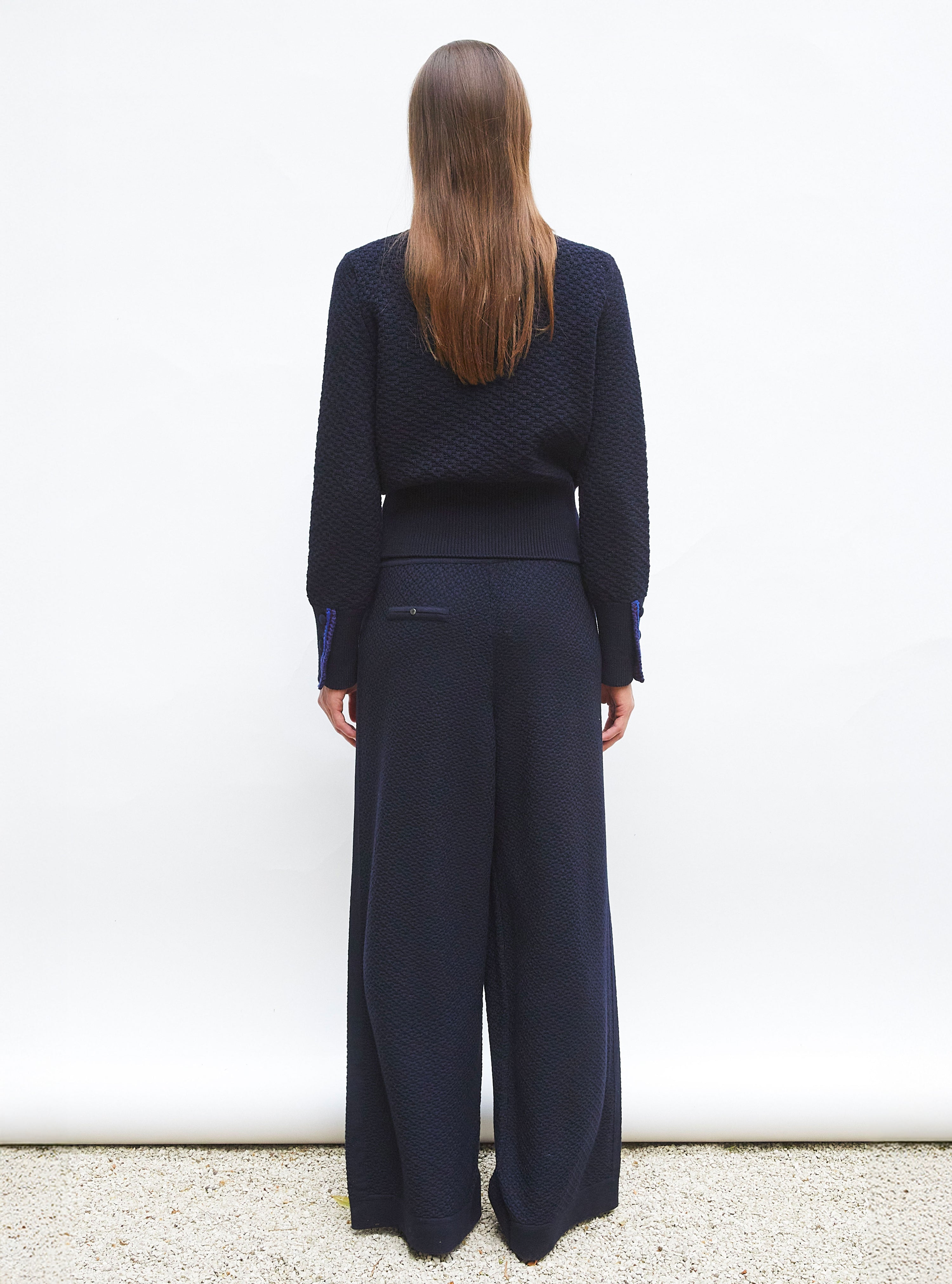 Pantalons de luxe femme - Pantalon couture en maille damier
