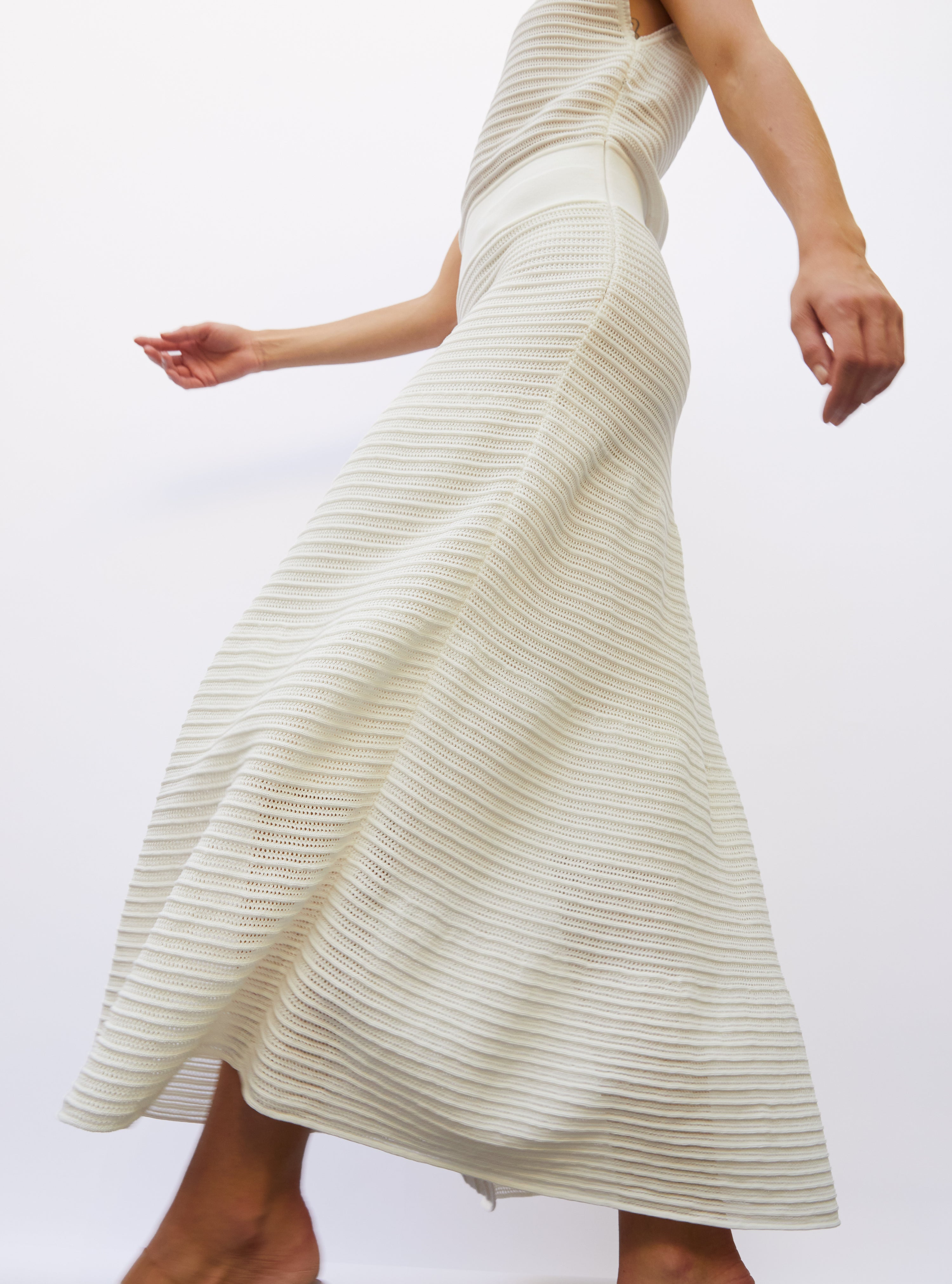 Robe longue maille pointelle milk - Vêtement de luxe femme