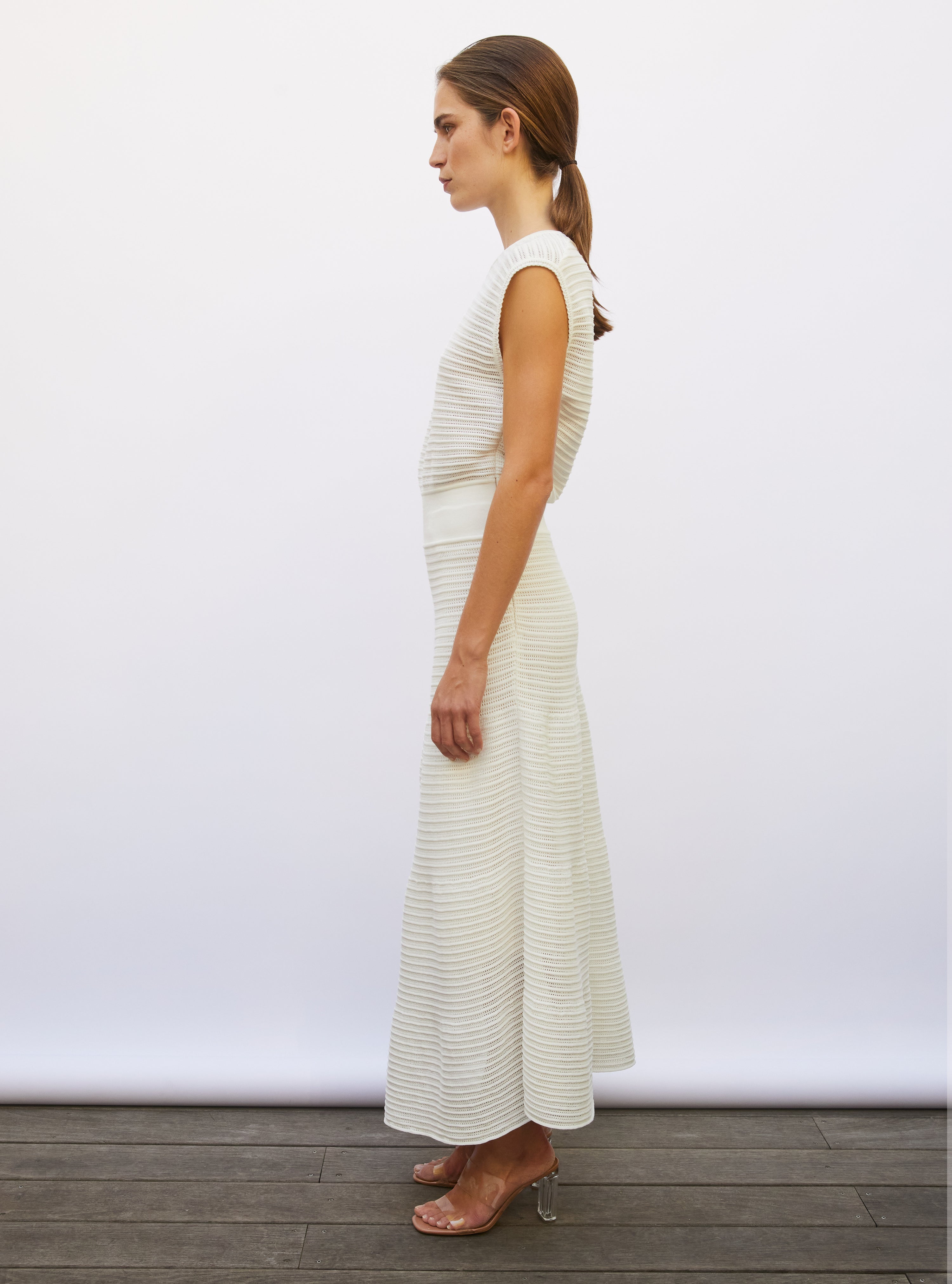 Robe longue maille pointelle milk - Vêtement en maille de luxe Molli