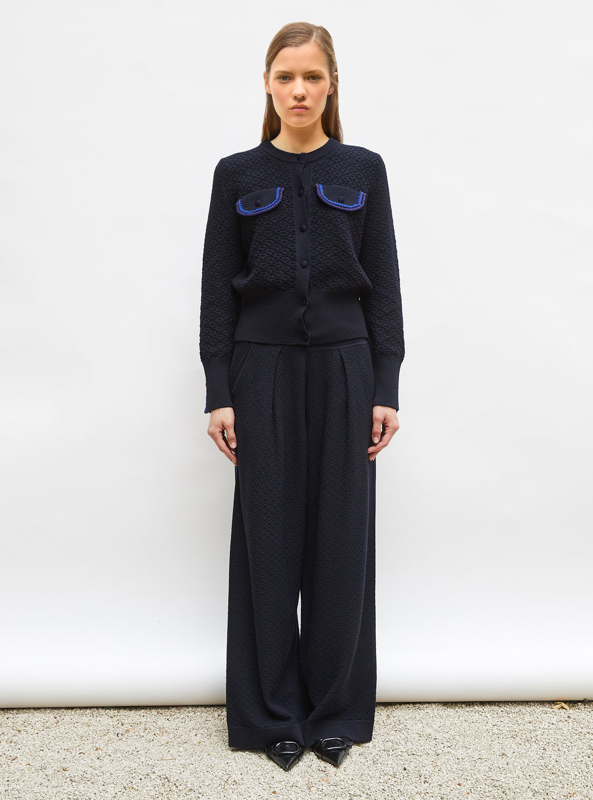 Veste de luxe femme - Veste maille brodée main nuit