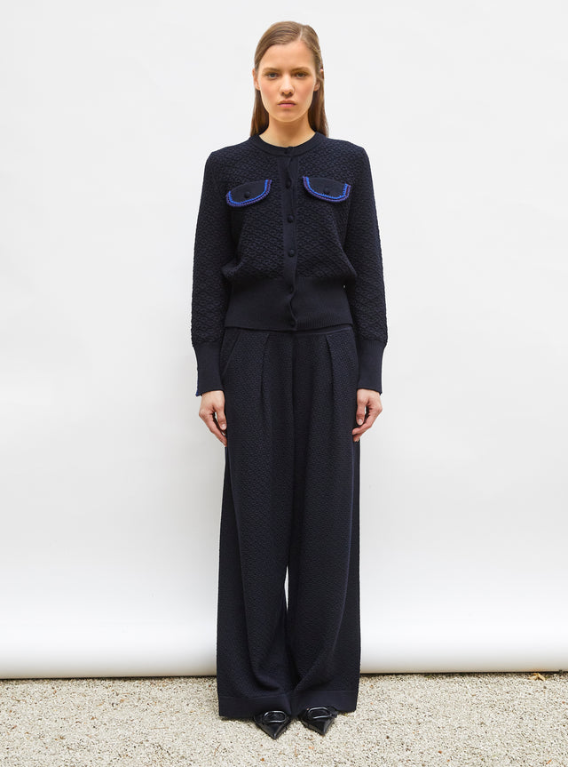 veste maille brodée main - Image principale