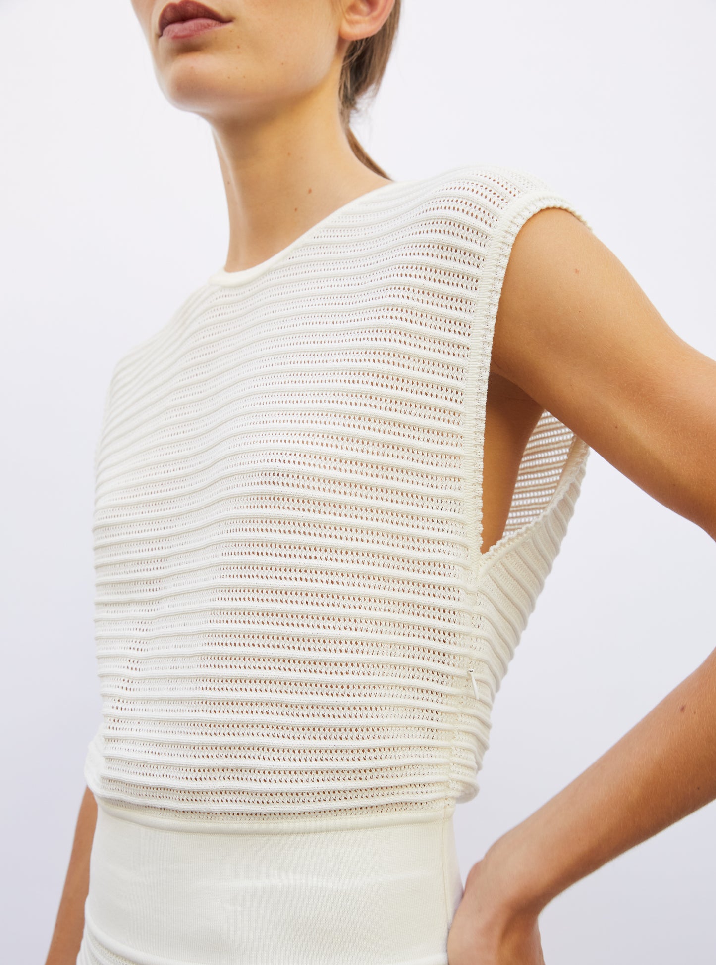 Robe longue maille pointelle milk - Robe de luxe