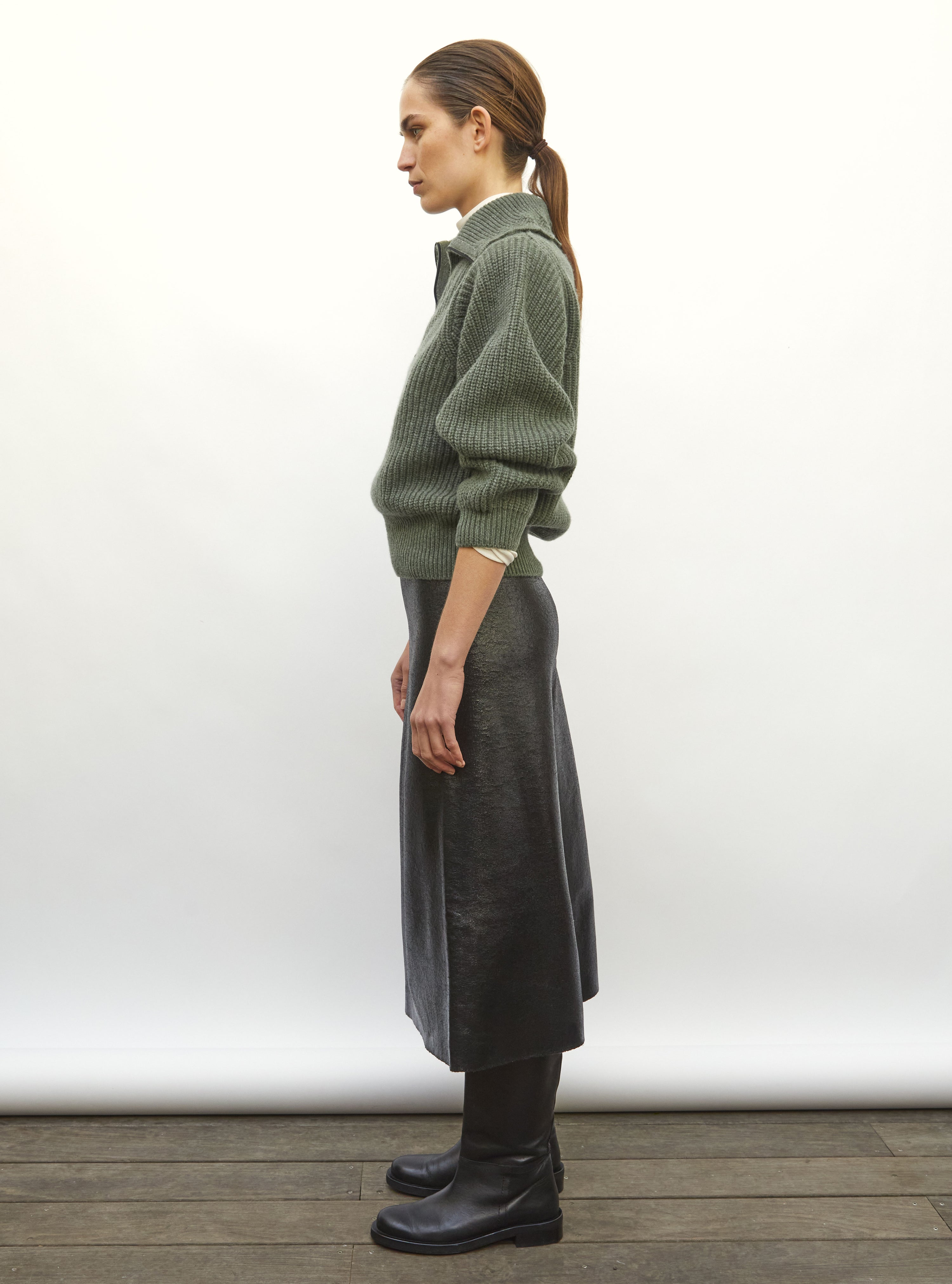 Pull camionneur moelleux kaki clair - Pull de luxe