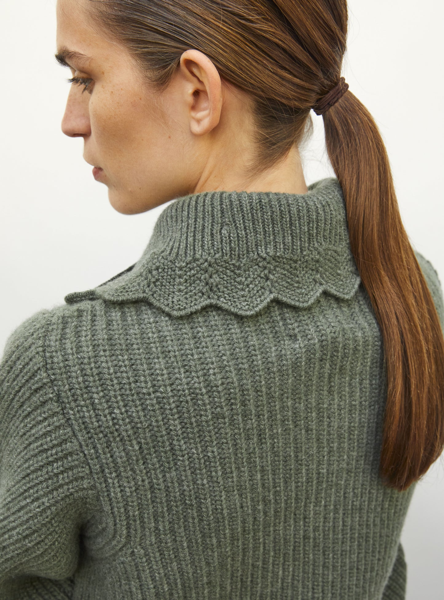 Pull en maille de luxe Molli - Pull camionneur moelleux kaki clair