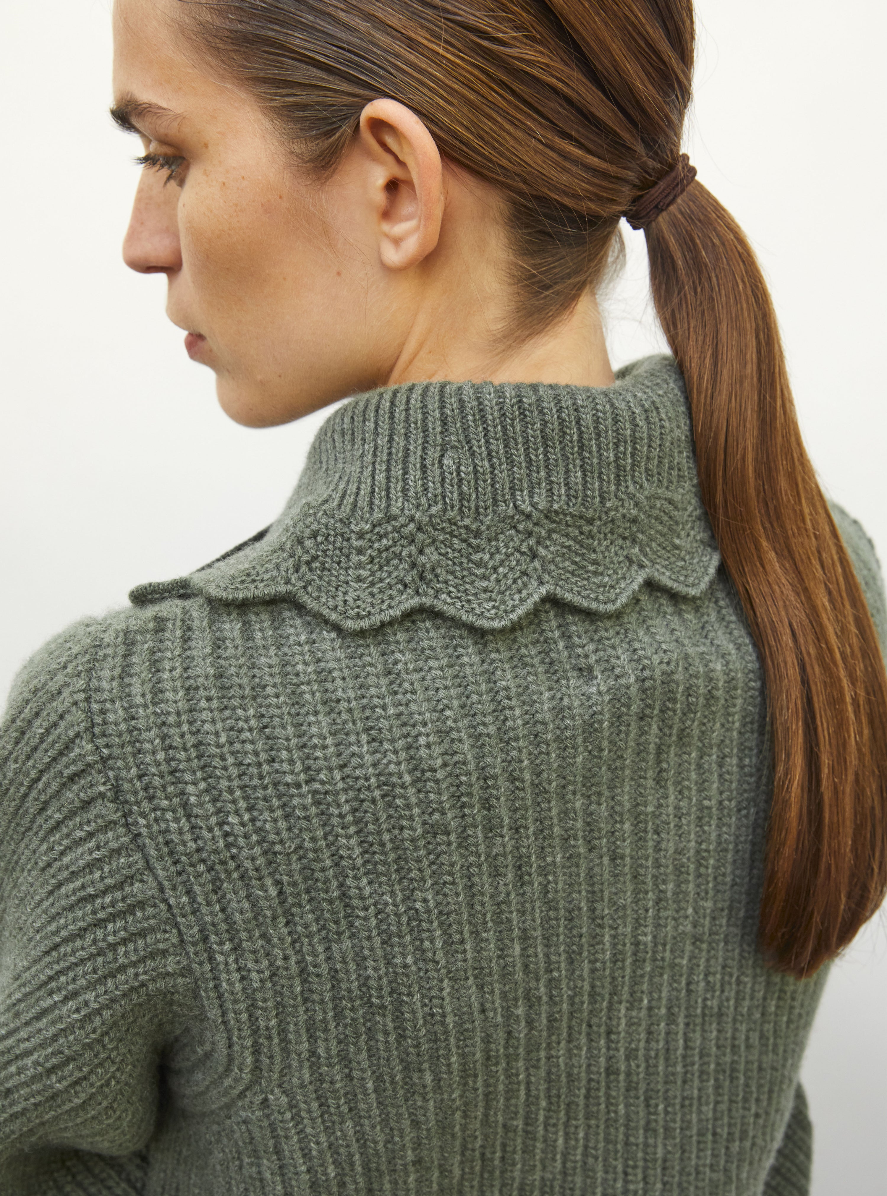 Pull en maille de luxe Molli - Pull camionneur moelleux kaki clair