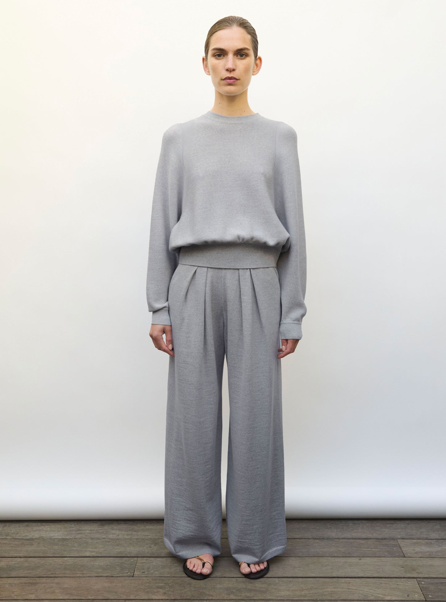 Pull fin larges emmanchures gris moyen - Vêtement en maille de luxe Molli