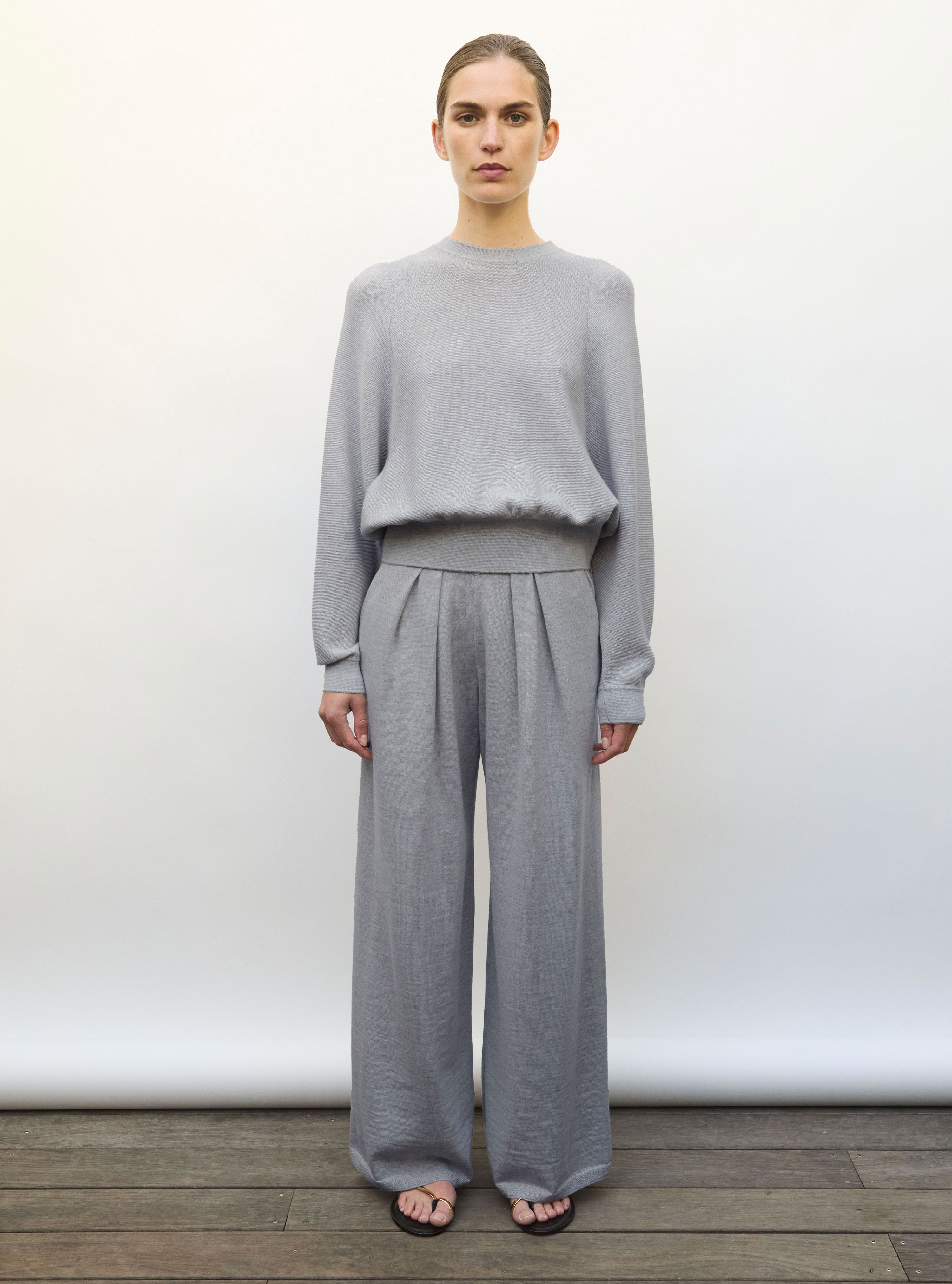 Pull fin larges emmanchures gris moyen - Vêtement en maille de luxe Molli