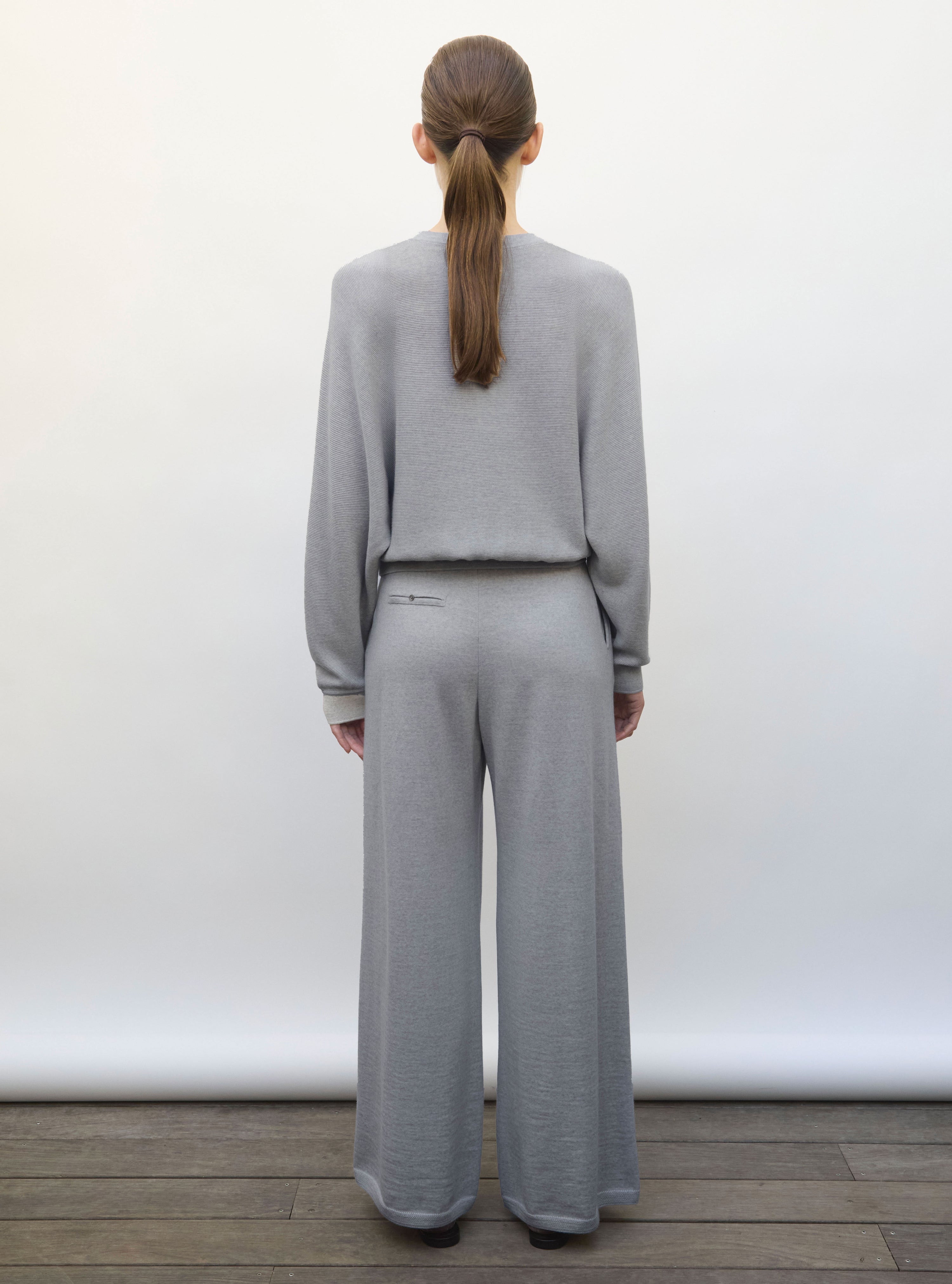 Pantalon fluide maille fine jersey Gris moyen - Pantalon de luxe 