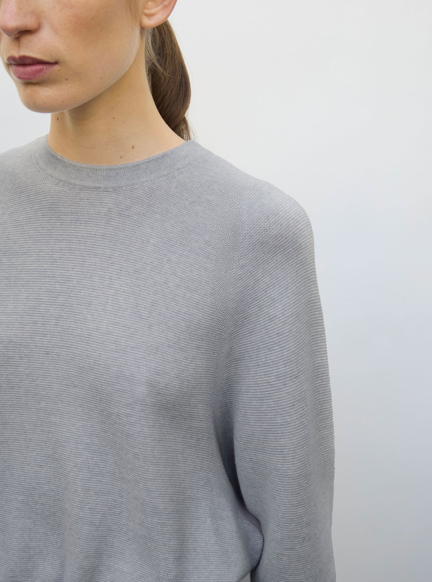 Pull en maille de luxe Molli - Pull fin larges emmanchures gris moyen