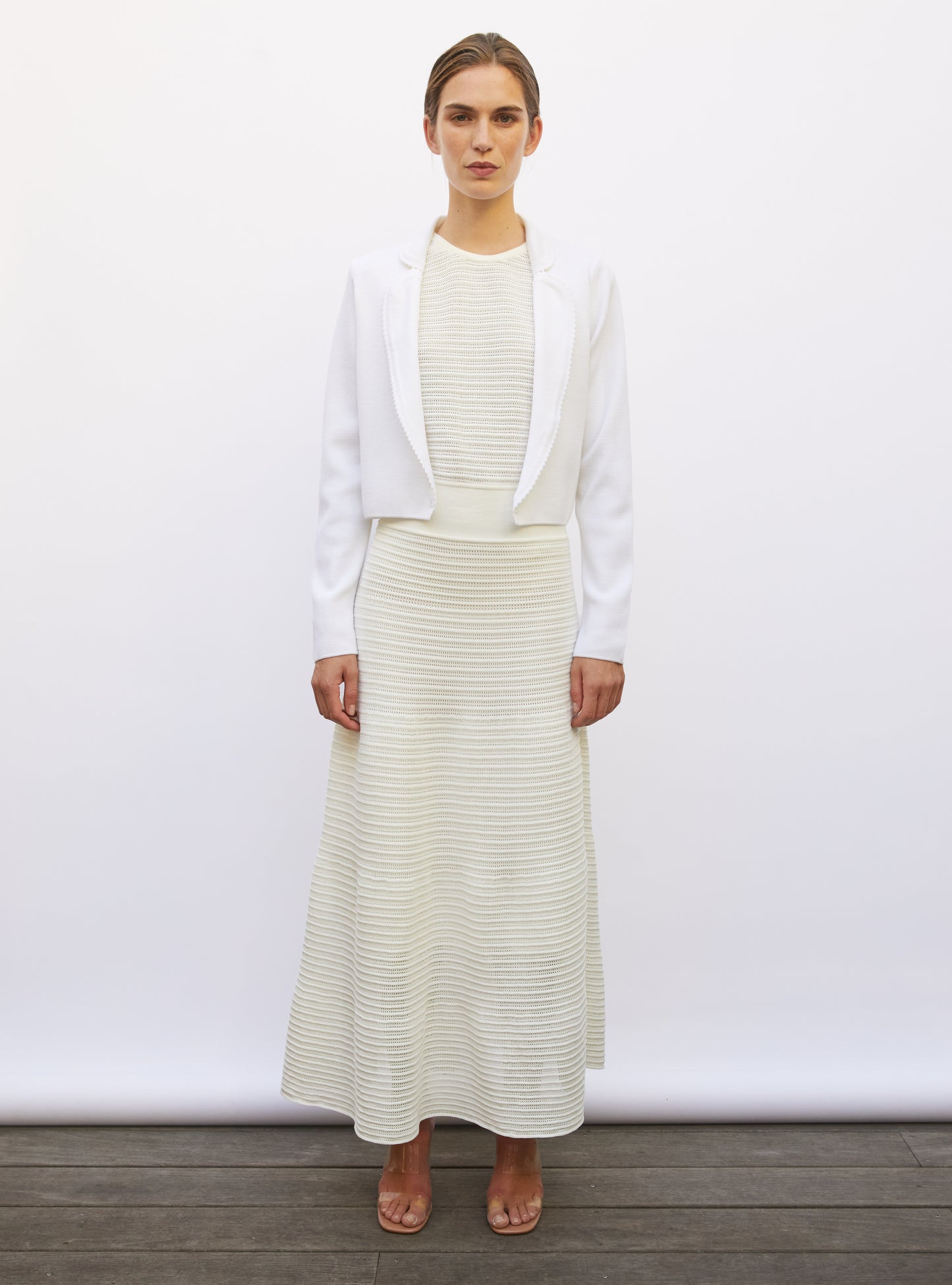 Veste courte mini croquet milk - Vêtement en maille de luxe Molli