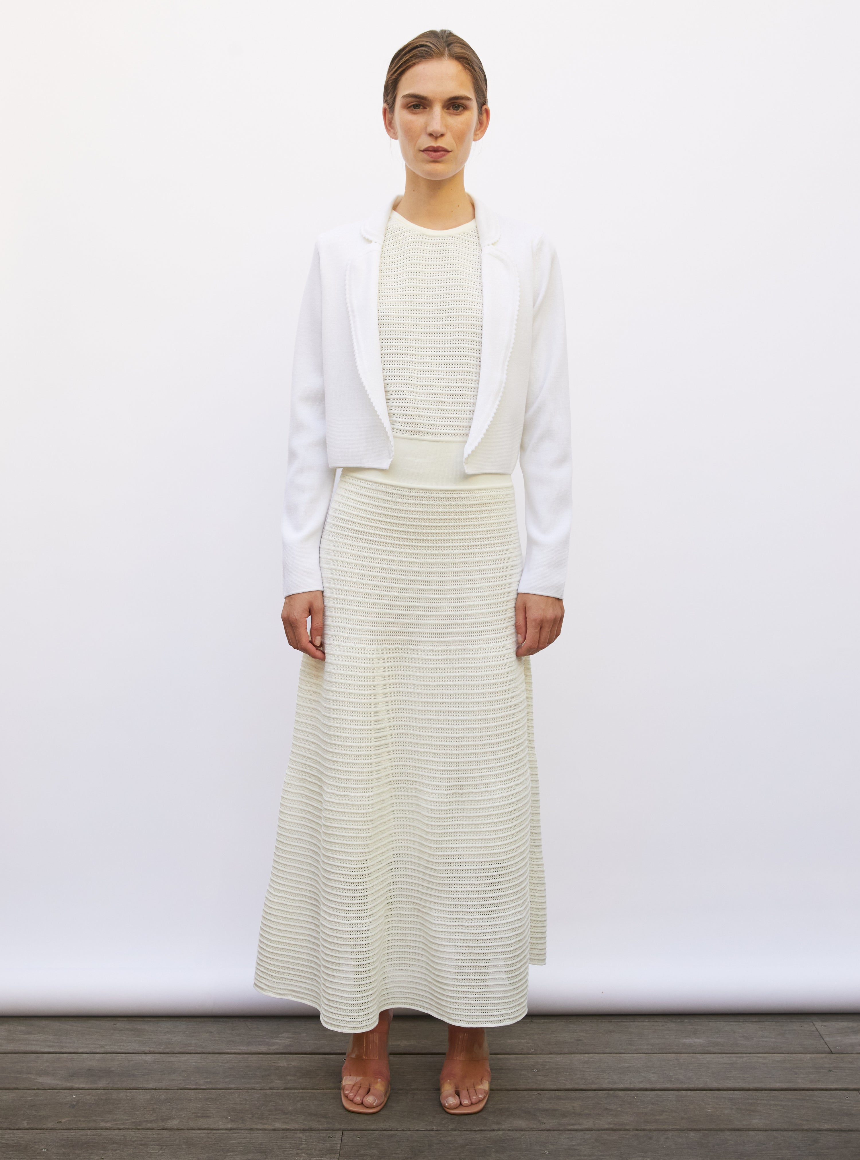 Veste courte mini croquet milk - Vêtement en maille de luxe Molli