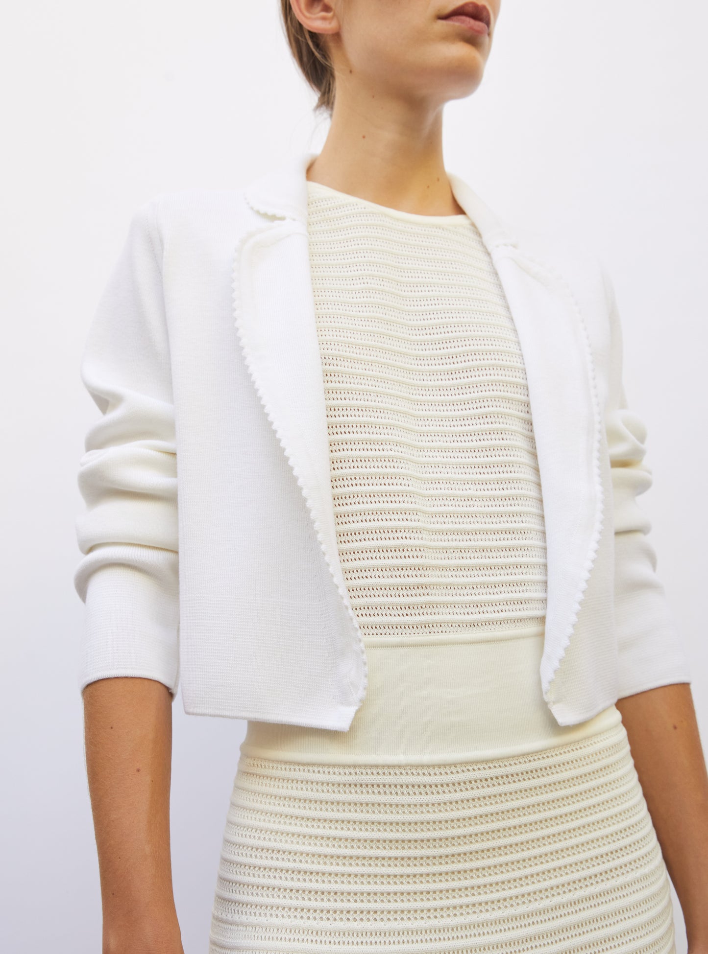 Veste de luxe femme - Veste courte mini croquet milk