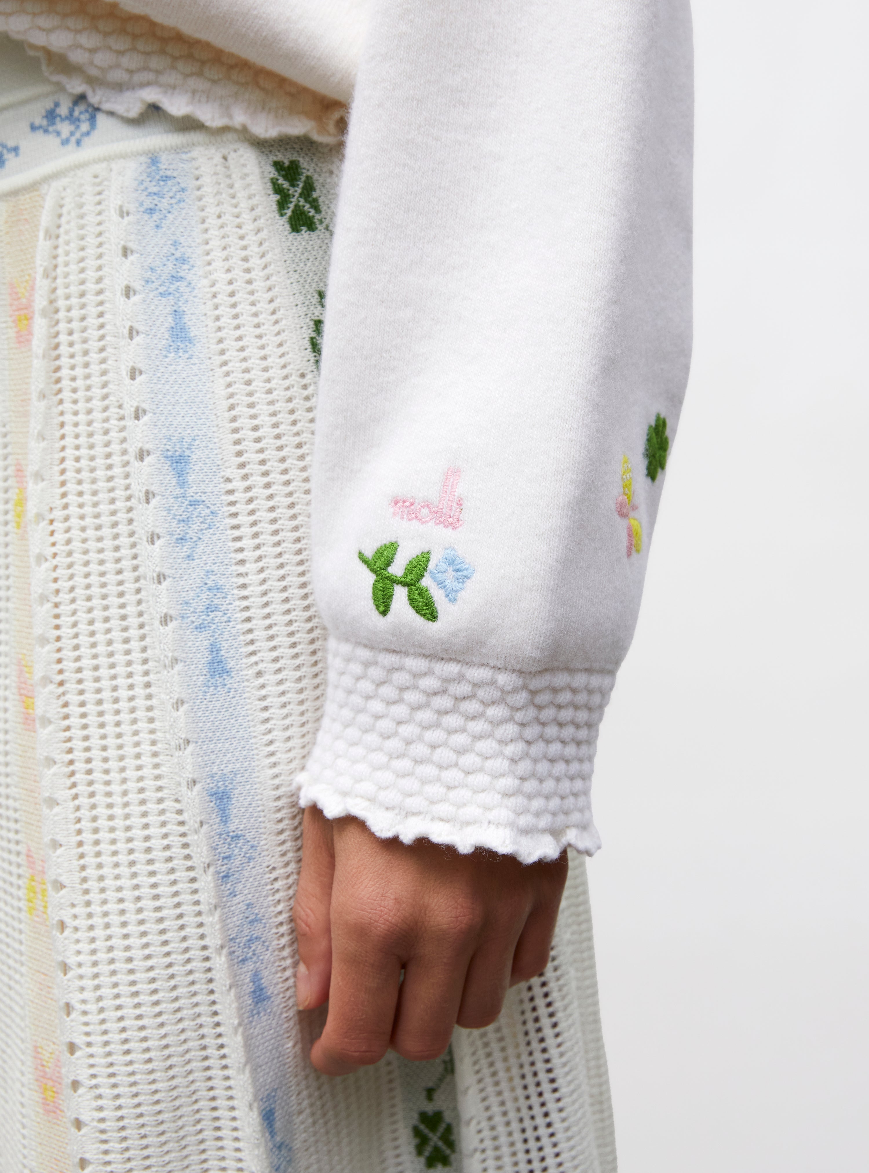 Sweat loose finitions smockées milk-brodé - Molli