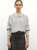 Top ample col dentelle gris chine clair - Vêtement de luxe femme
