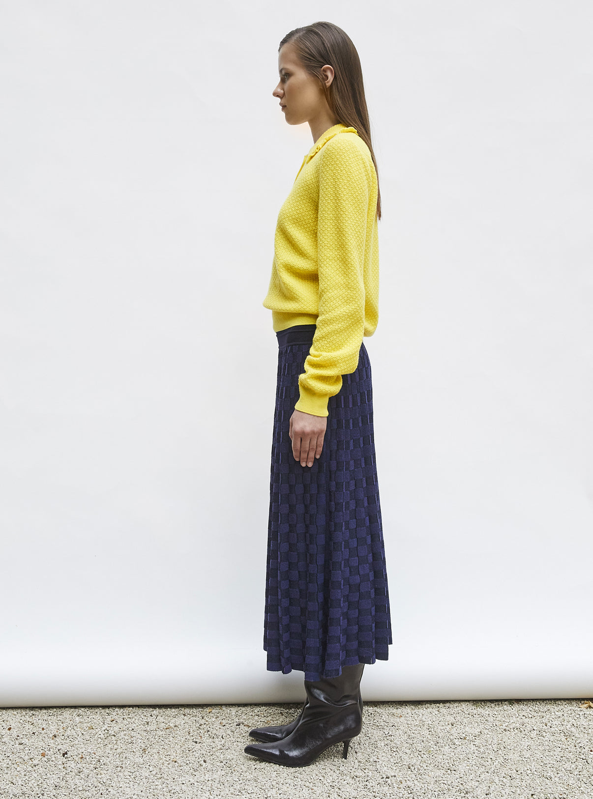 Top fin maille col volanté Limoncello - Chemise de luxe