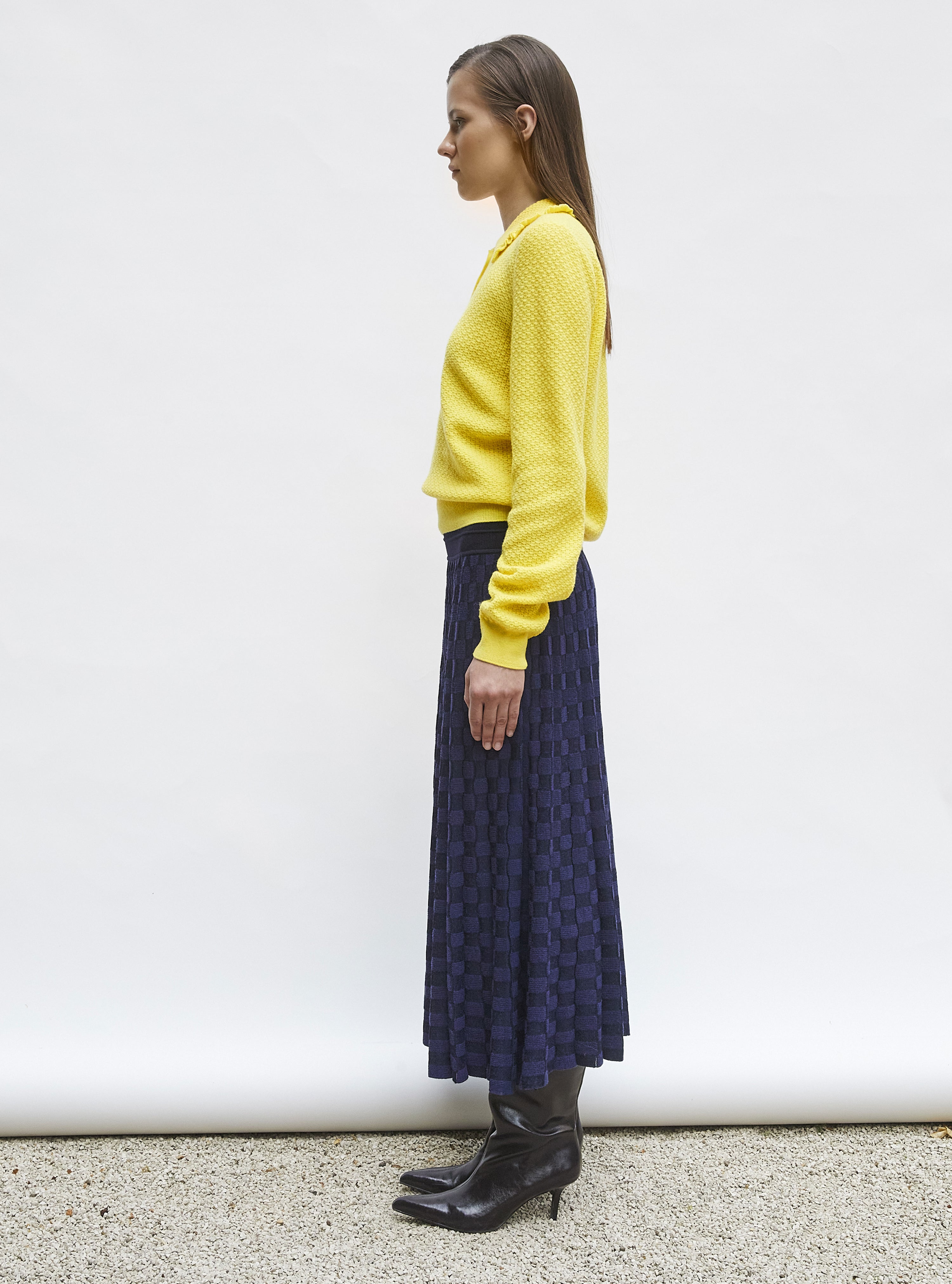 Top fin maille col volanté Limoncello - Chemise de luxe