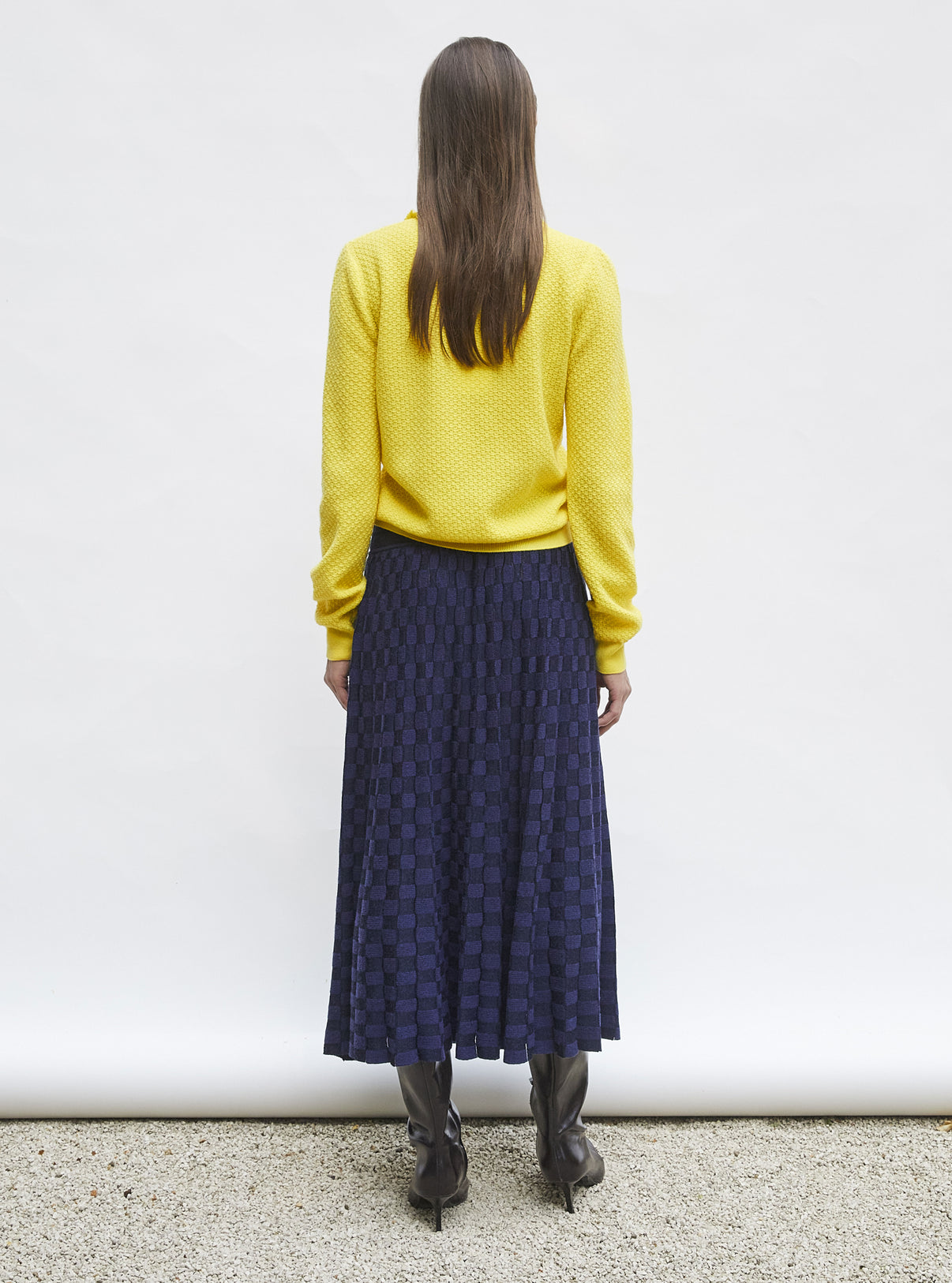 Top fin maille col volanté Limoncello - Vêtement de luxe femme