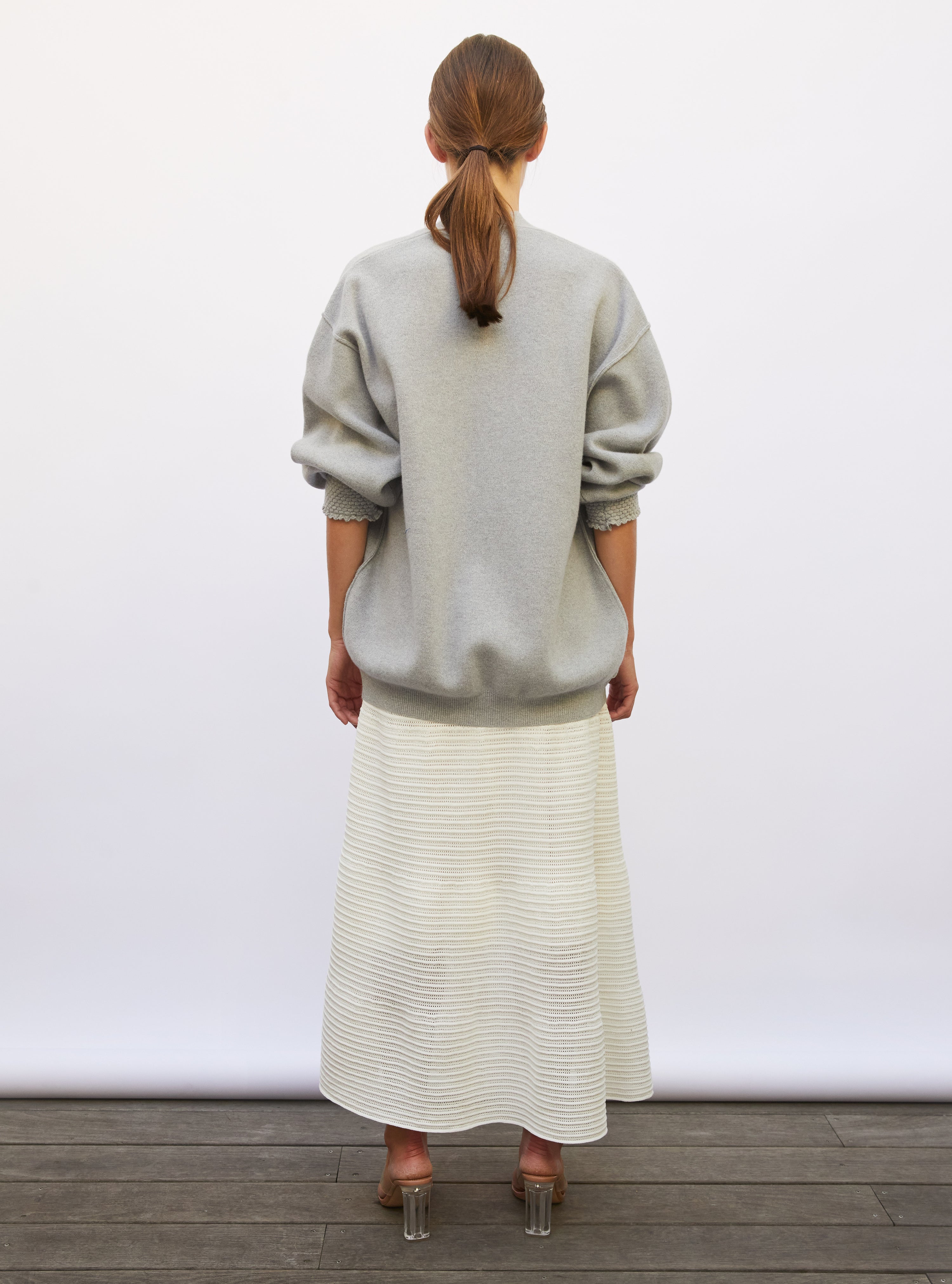 Cardigan finitions smockées gris souris - Molli