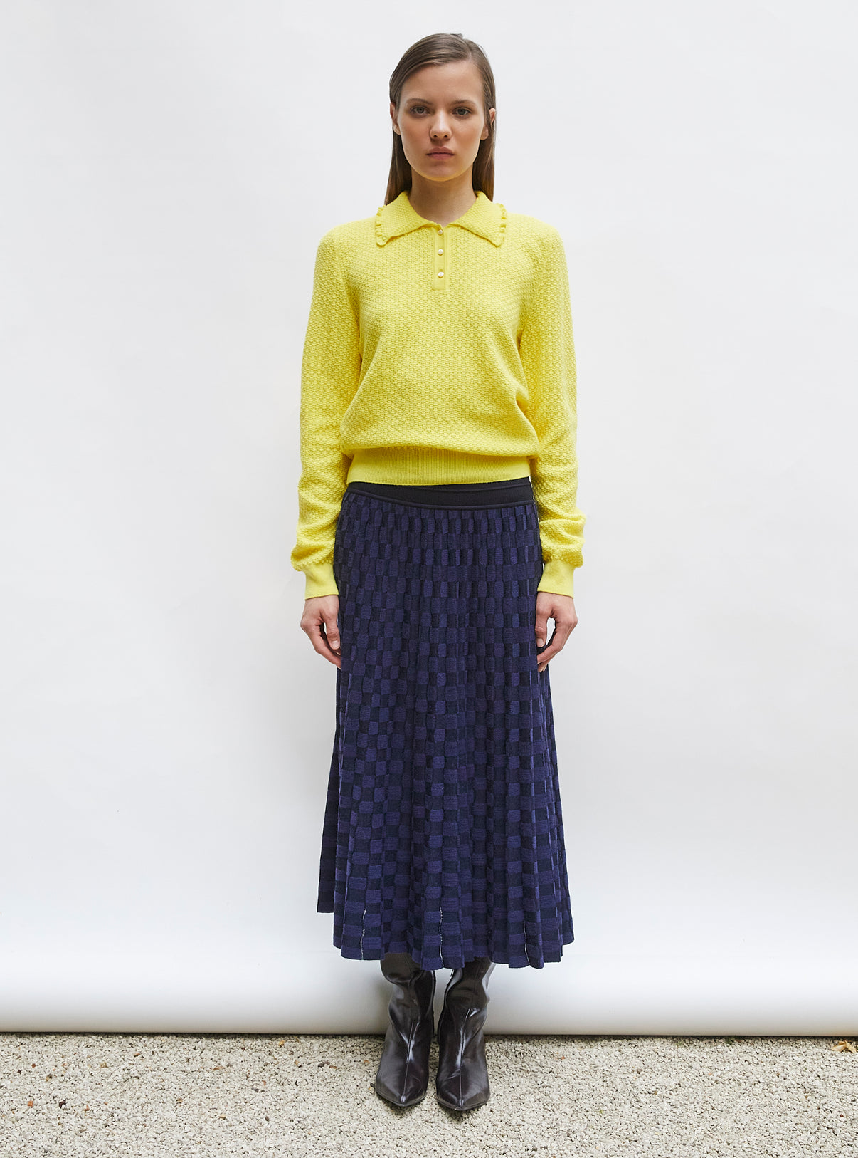 Jupe délicate maille ondulée nuit-indigo - Molli