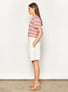 Top jacquard mini fleurs Naturel-Grenat - Top de luxe 