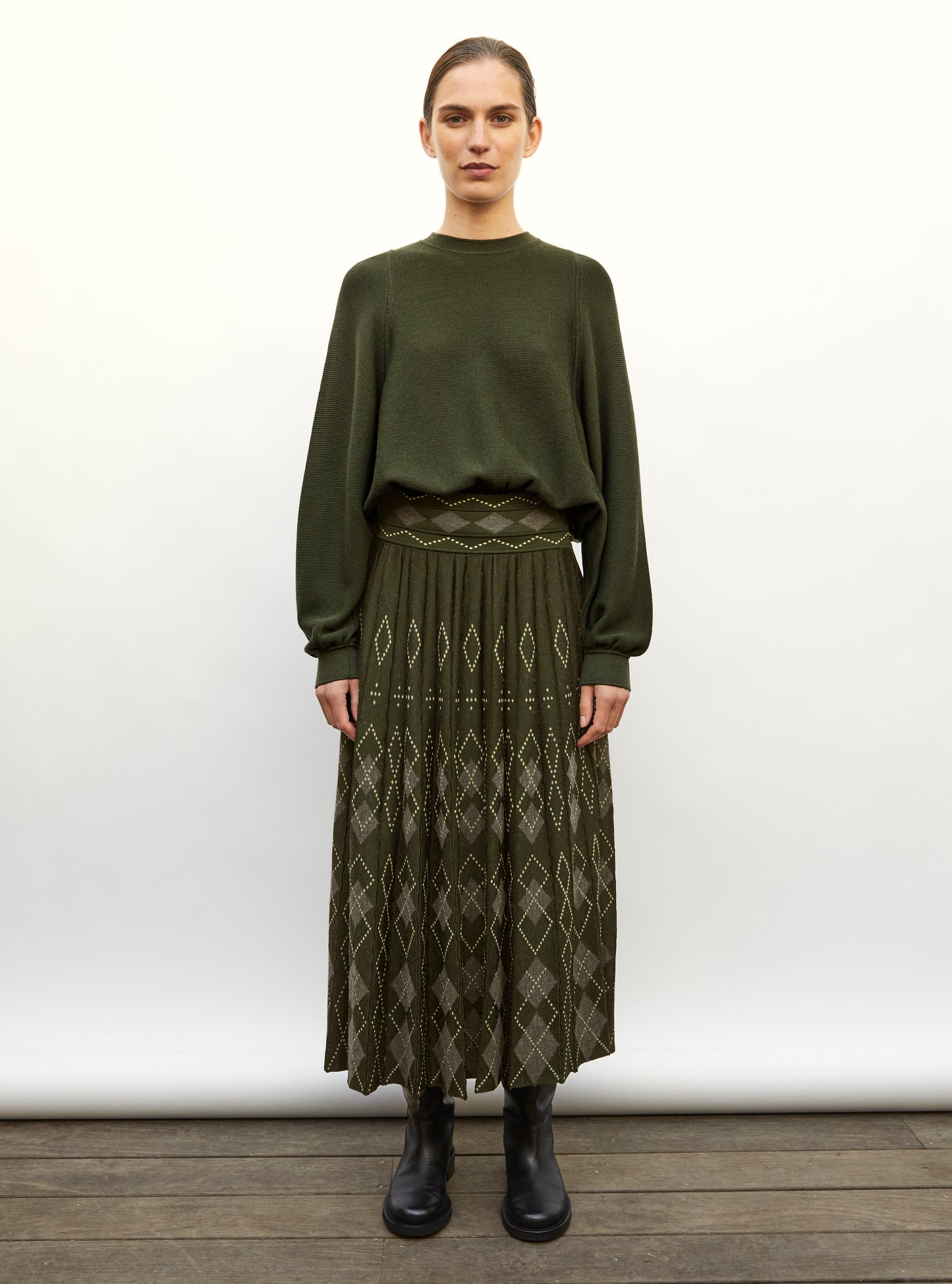 Pull fin larges emmanchures kaki - Vêtement en maille de luxe Molli