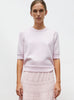 Top maille manches coudes rose doux - Vêtement en maille de luxe Molli