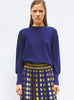Top fin à col rond manches longues indigo - Vêtement en maille de luxe Molli