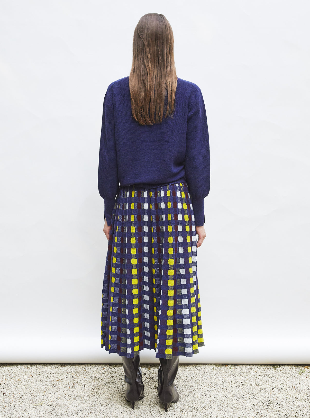 Jupe délicate maille ondulée indigo-multi - Vêtement de luxe femme