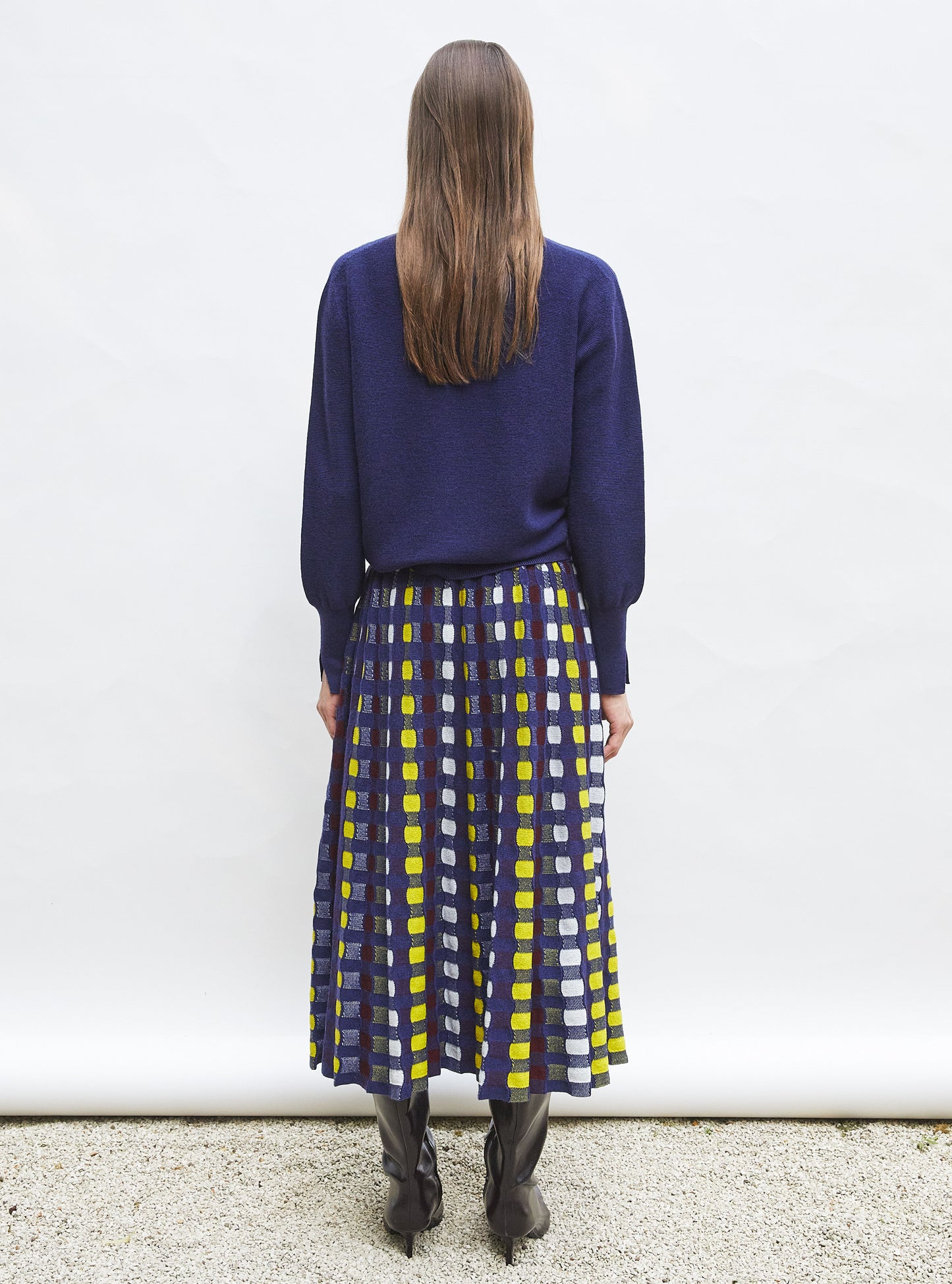 Jupe délicate maille ondulée indigo-multi - Vêtement de luxe femme