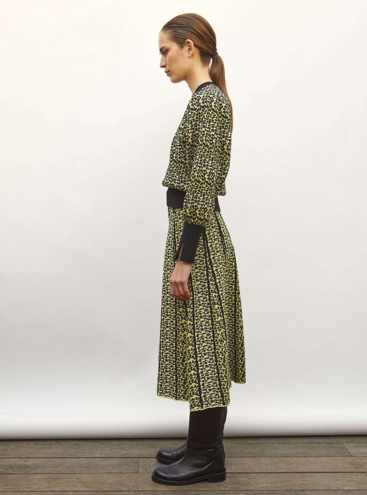 Top fin jacquard léopard bouton d or-multi - Top de luxe