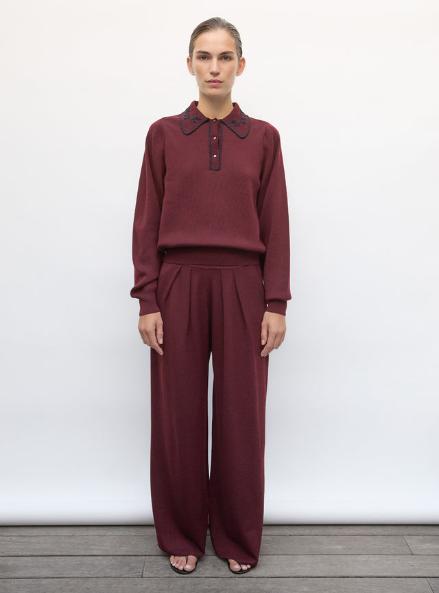 Hand-embroidered knit shirt - Image principale