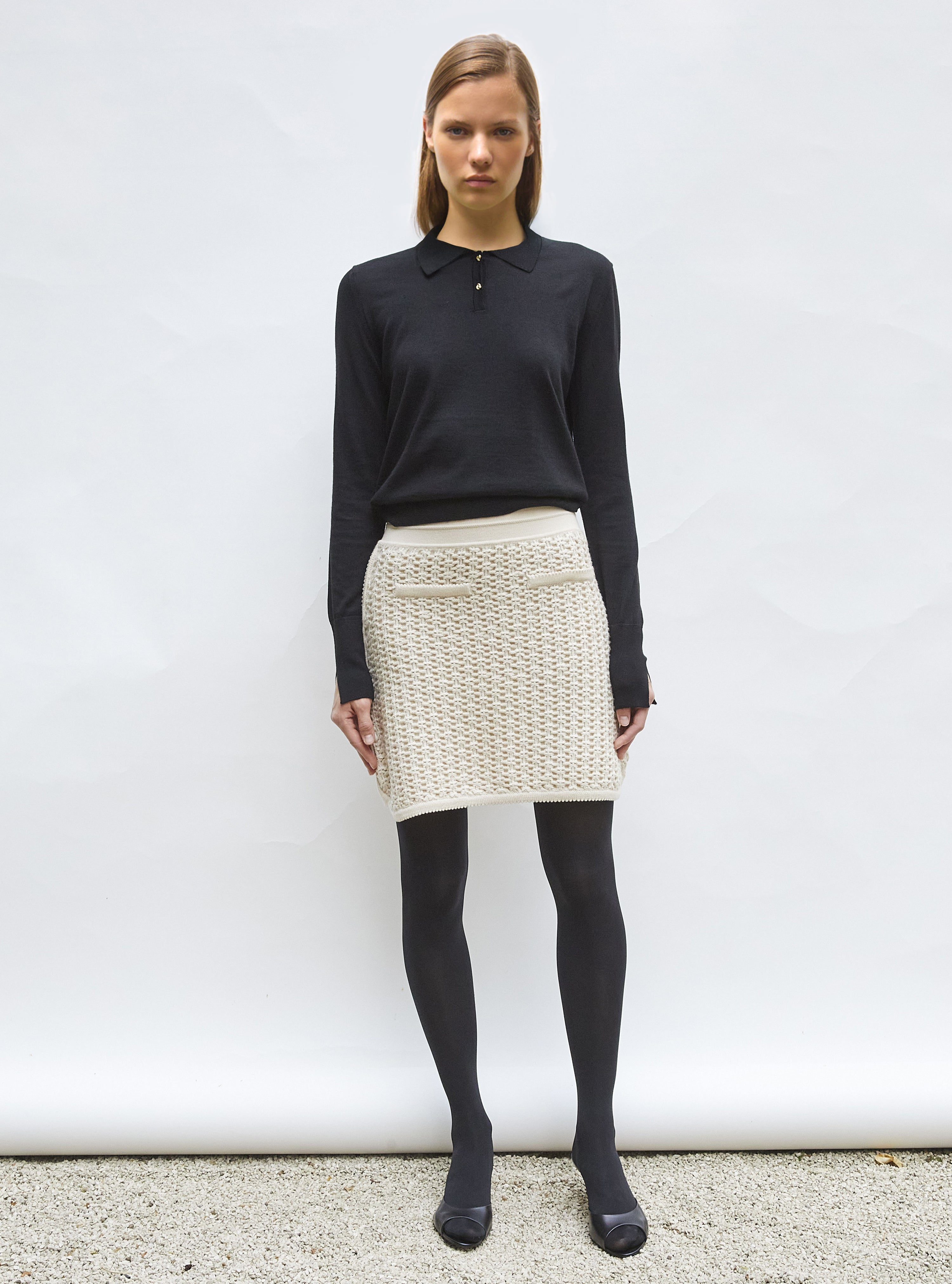 Polo fin en jersey soyeux molli Noir Profond - Vêtement en maille de luxe Molli