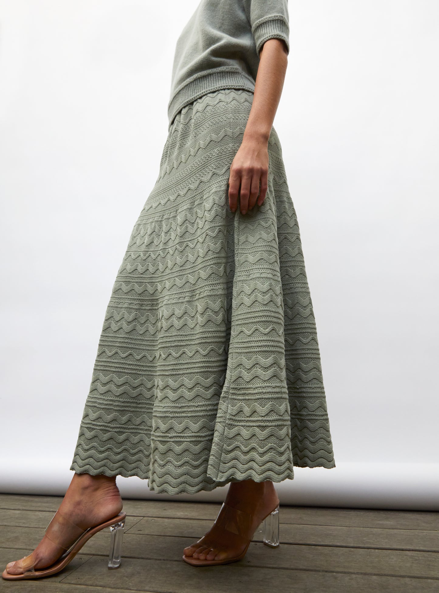 Jupe longue maille croquet mousse - Vêtement de luxe femme