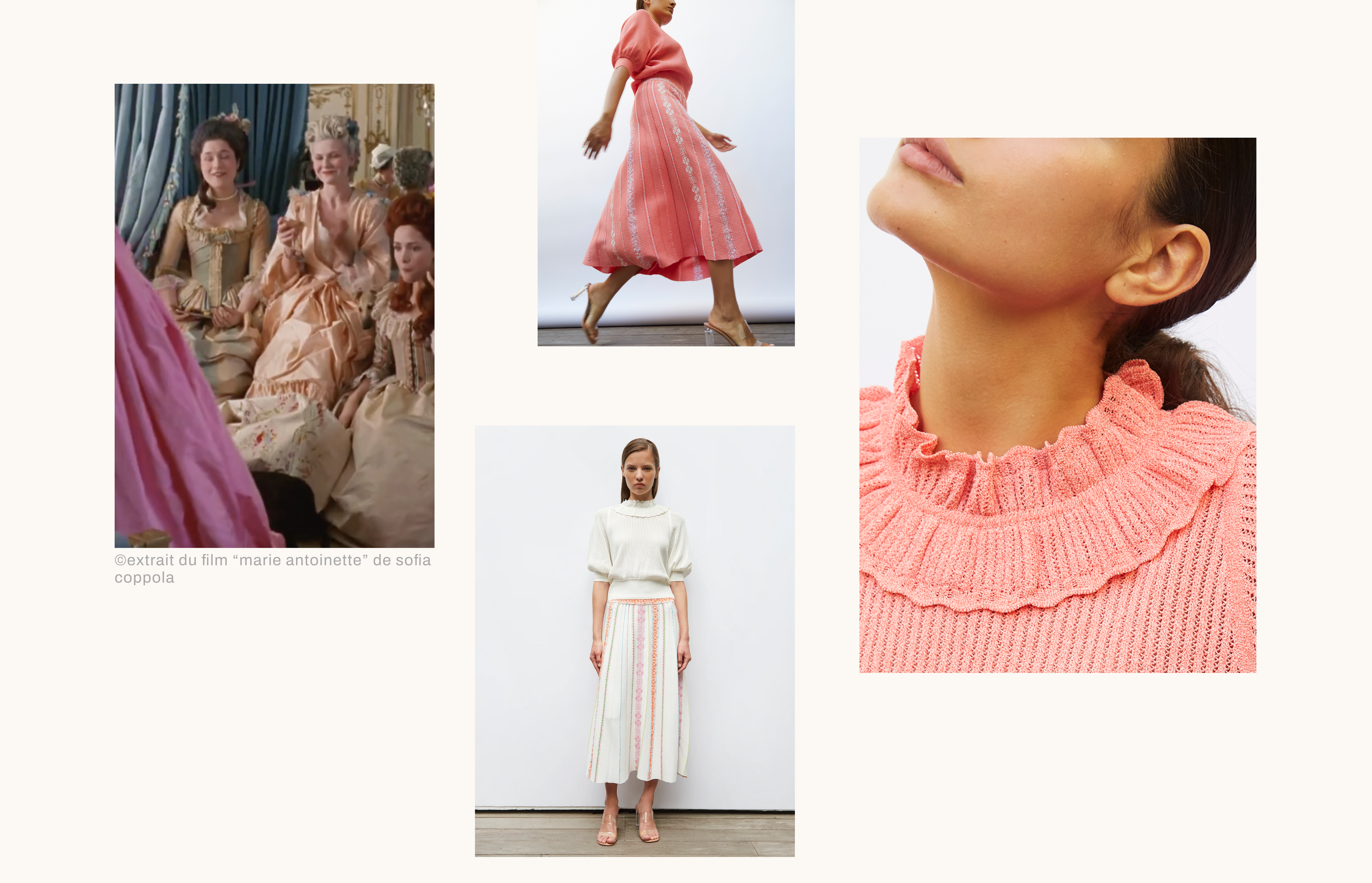 top et jupes en maille fine roses molli