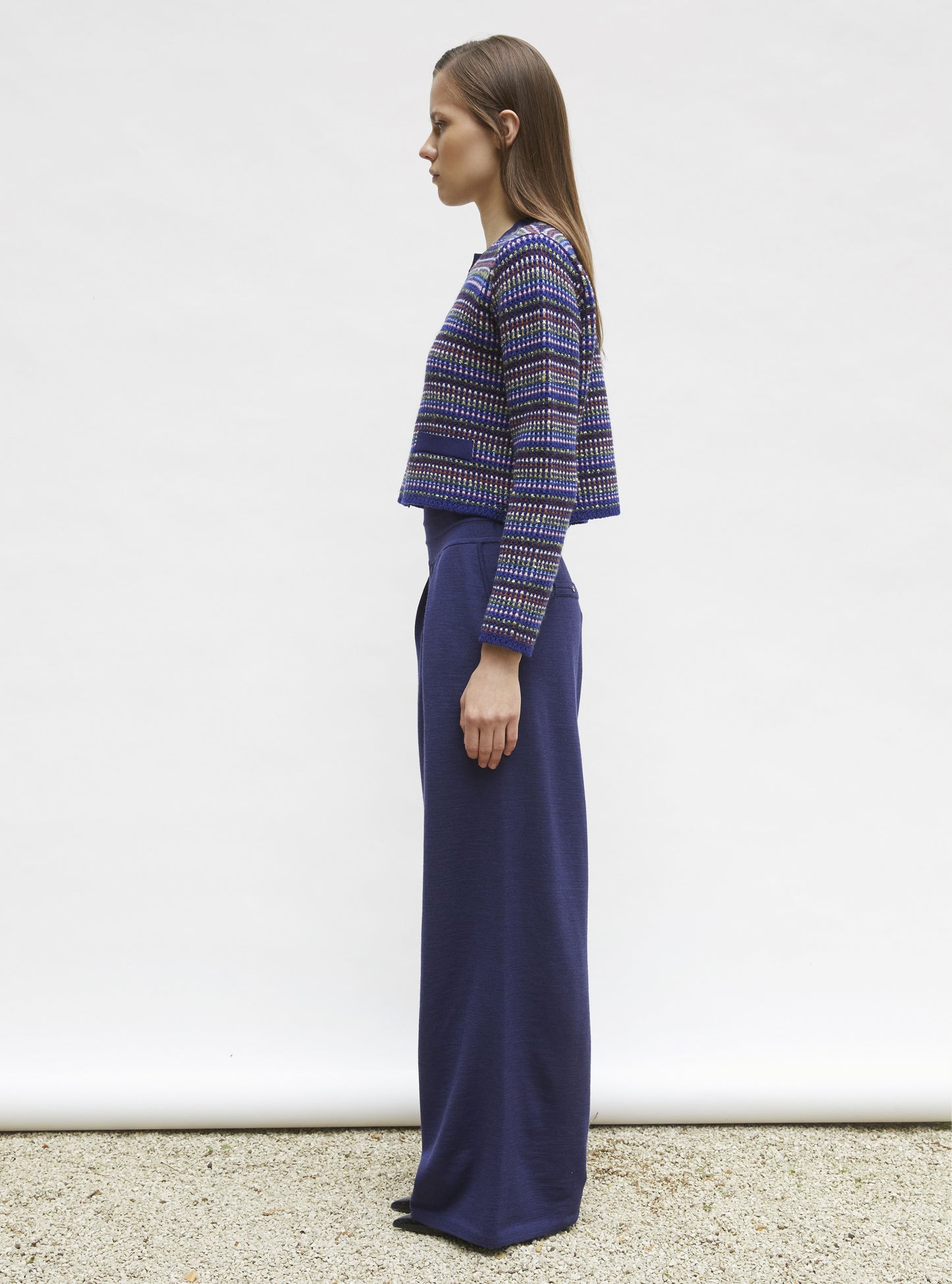 Pantalon fluide en maille fine jersey nuit - Pantalon de luxe